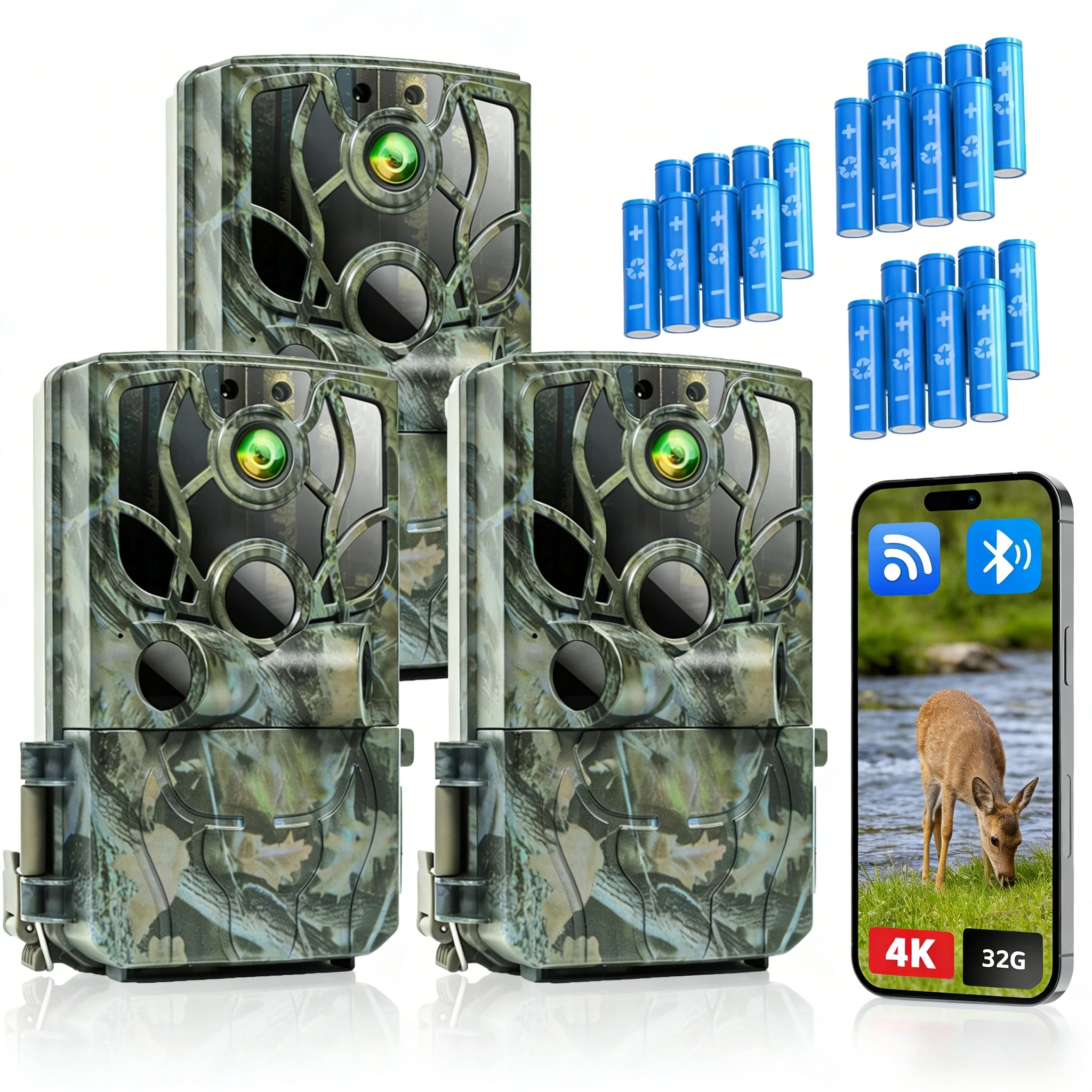 3 kusy 48MPX Pastí Na Podvody WiFi S Kamerou Pro Lov V Lesnictví