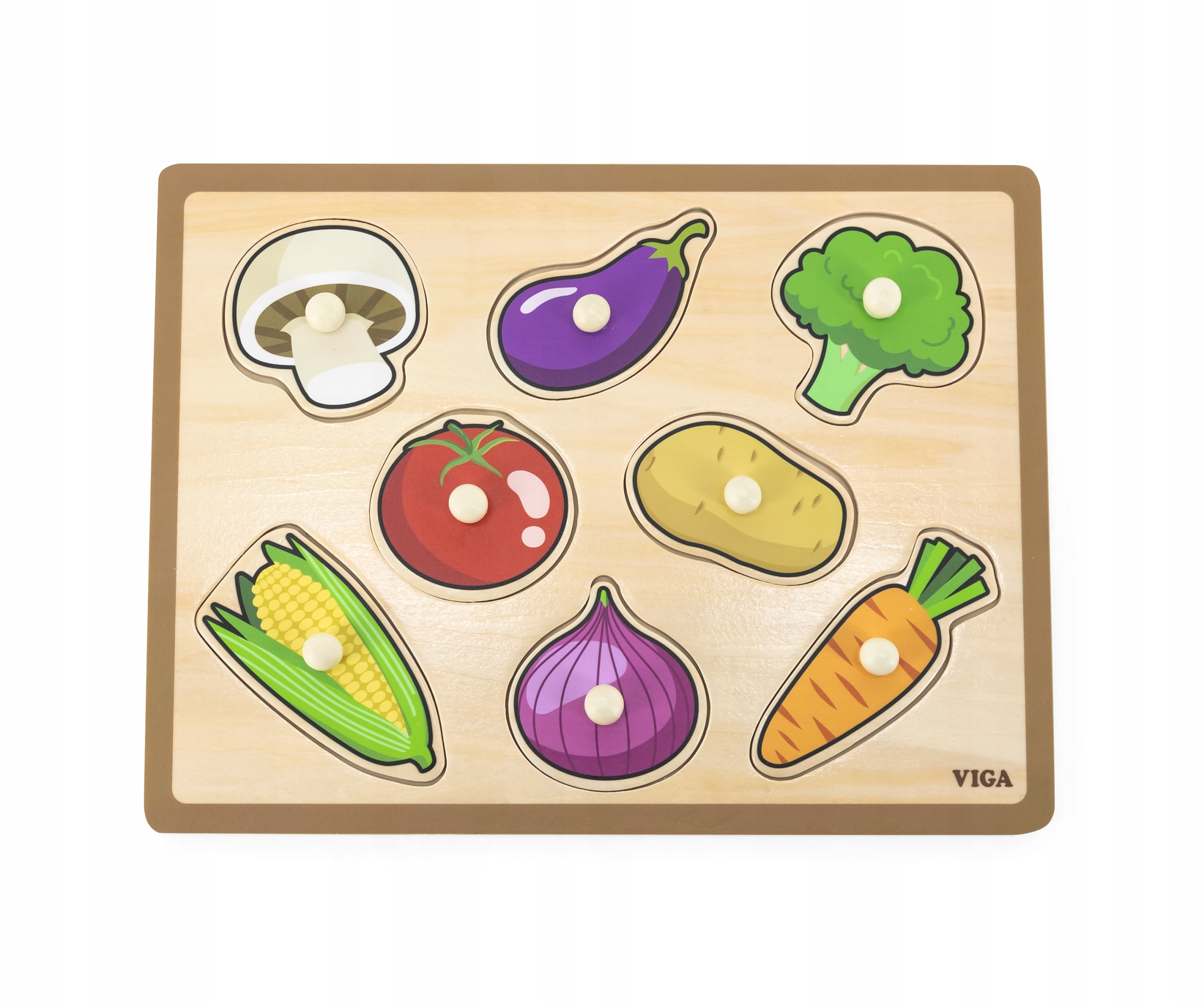 Drewniane Puzzle na podkładce Warzywa 9 el. Viga