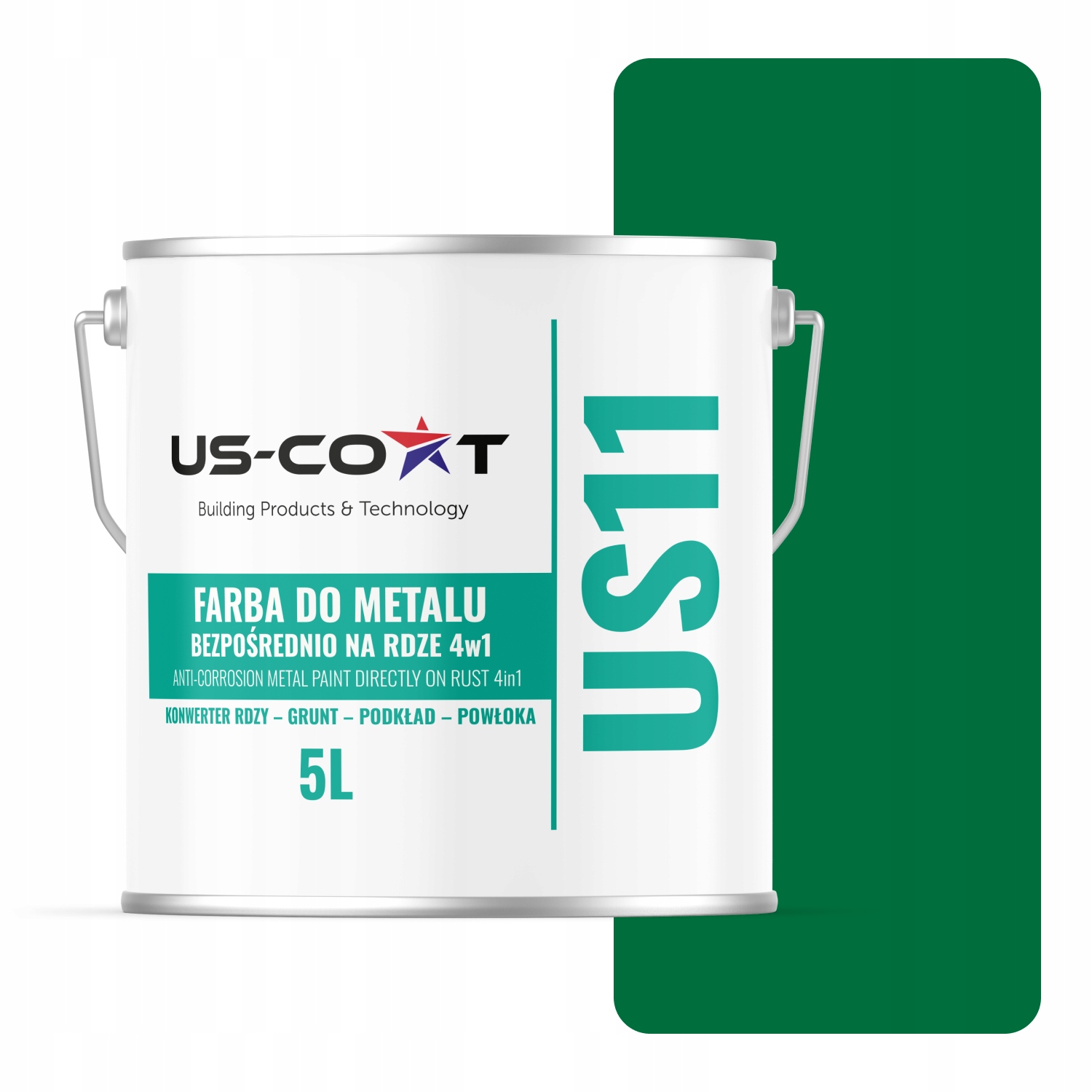 Antikorózna Farba Na Kov Na Hrdzu Pozinkovaná 4v1 Zelená RAL6029 Mat 5L