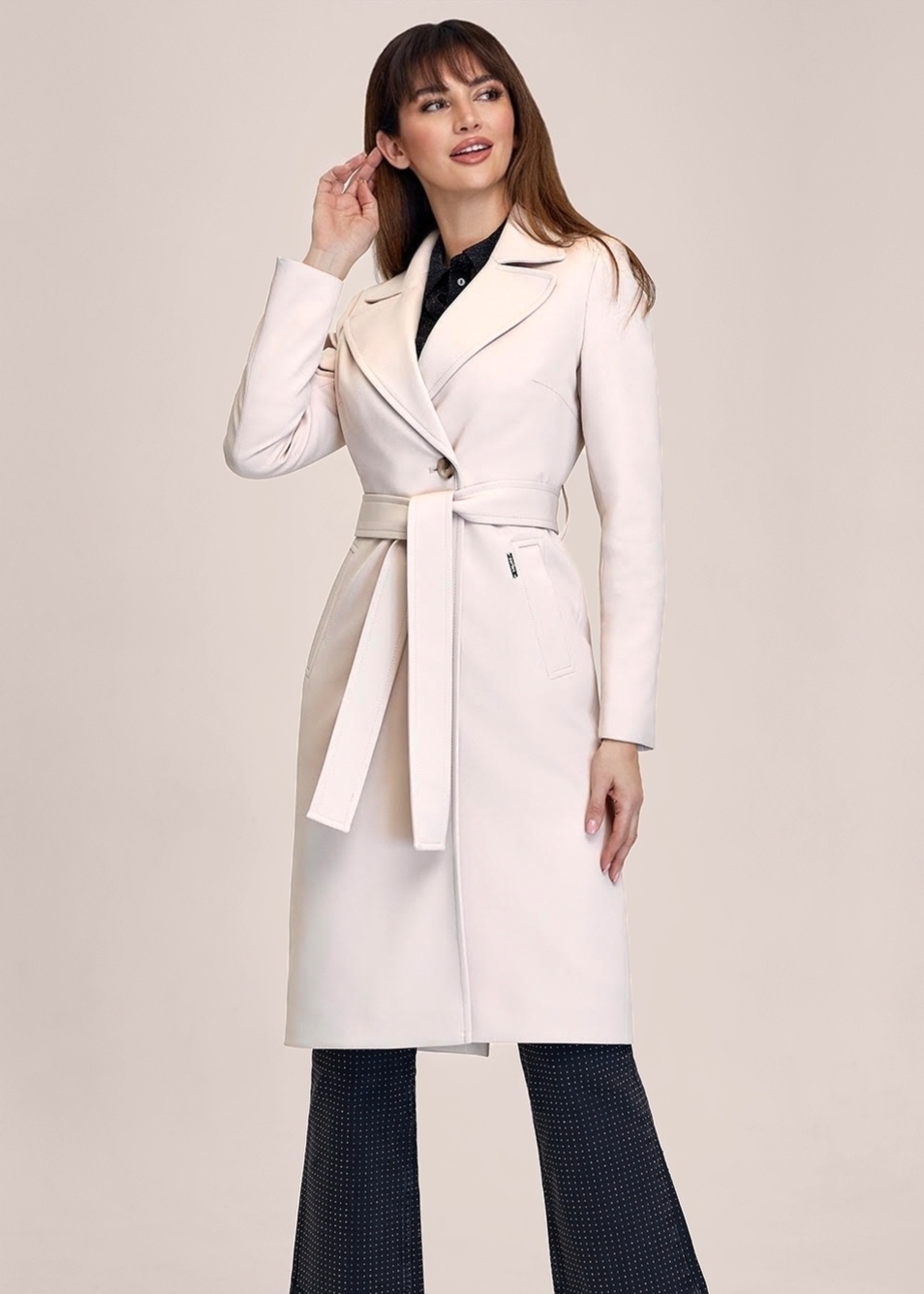 Zartex dámský krémový kabát klasický bez kapuce Sally Ss velikost 44