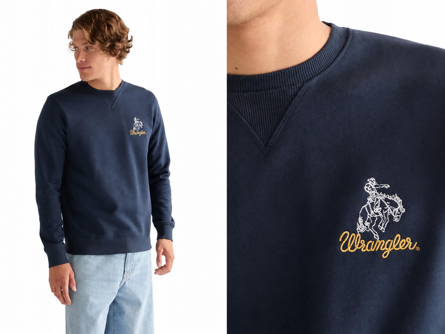 Wrangler pánská mikina v modré barvě regular fit crew neck Embroidery Navy L