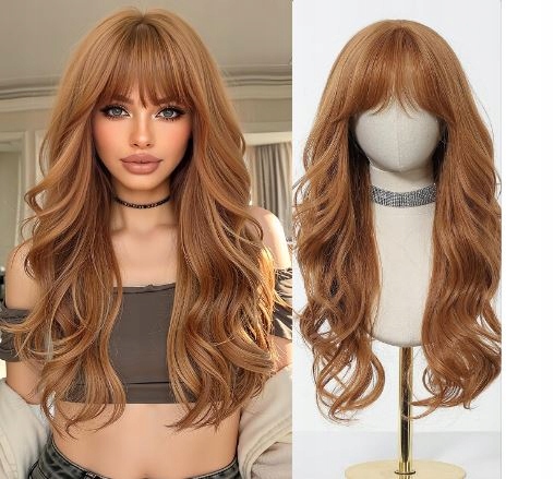 Paruka Esmee Dlouhá vlnitá s ofinou strawberry blonde 60 cm LC8#