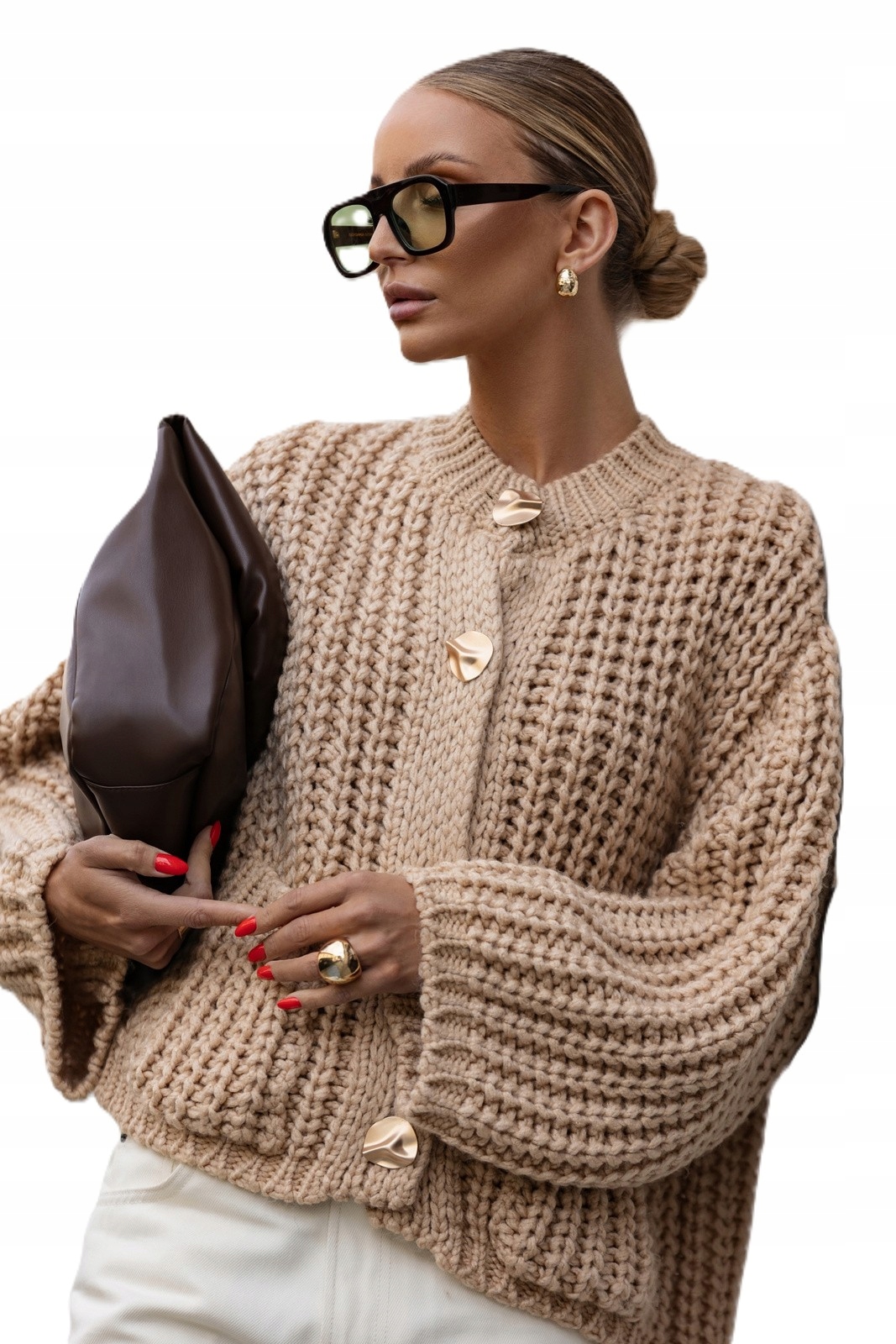 Cocomore Kardiganový svetr se zapínáním na Knoflíky, béžová barva