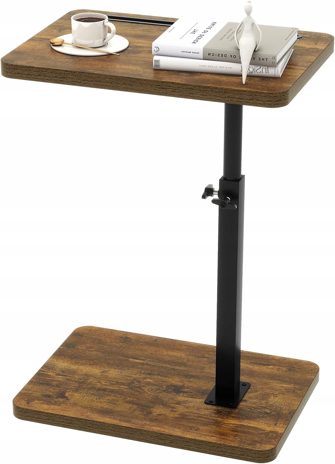 Ibuyke Pomocný stolík v tvare písmena C otočný o 360°, hnedý