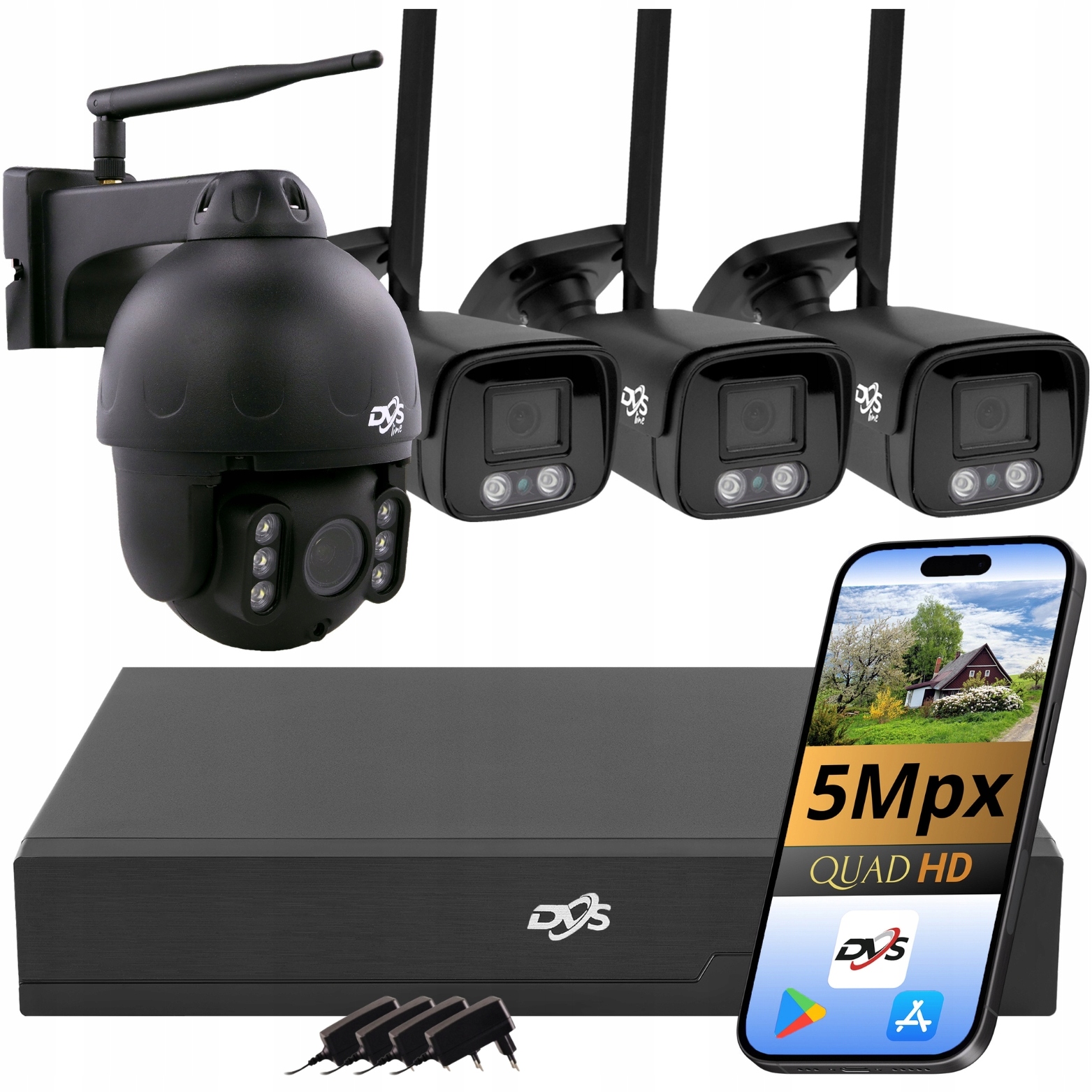 Monitorování Wifi 3 Tubusové Kamery Otočná Kamera 5MPX Záznamník Camhipro