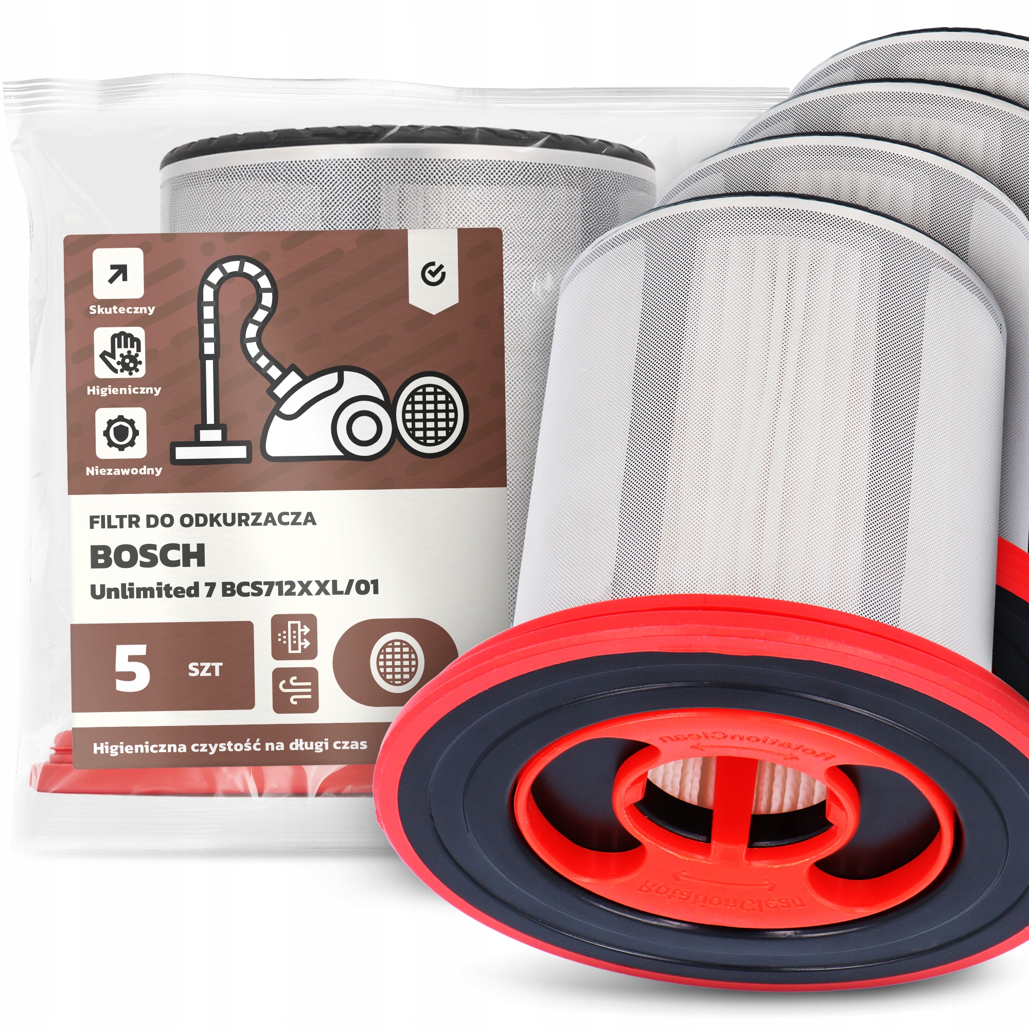 5 x Vzduchový Filtr pro Vysavač Bosch Unlimited 7 BCS712XXL/01 Hepa Em-w