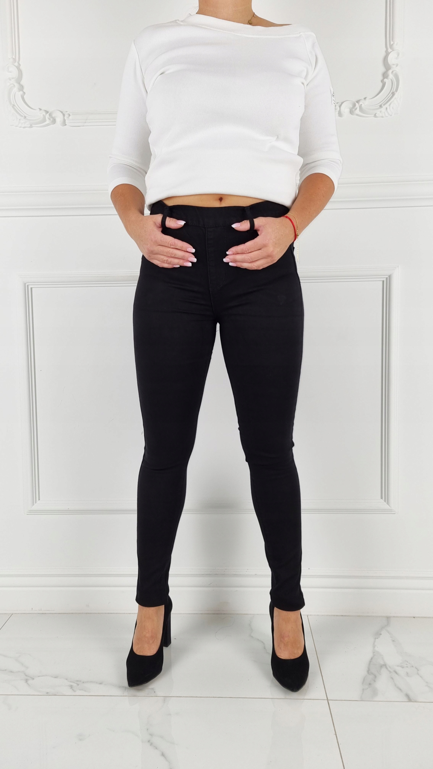 DAMSKIE SPODNIE Goodies WYSZCZUPLAJĄCE Gumka Plus Size Stan (wysokość w pasie) średni