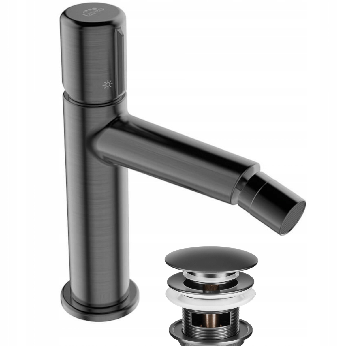Jednopáková bidetová baterie Pretto grafit s klik-klak zátkou
