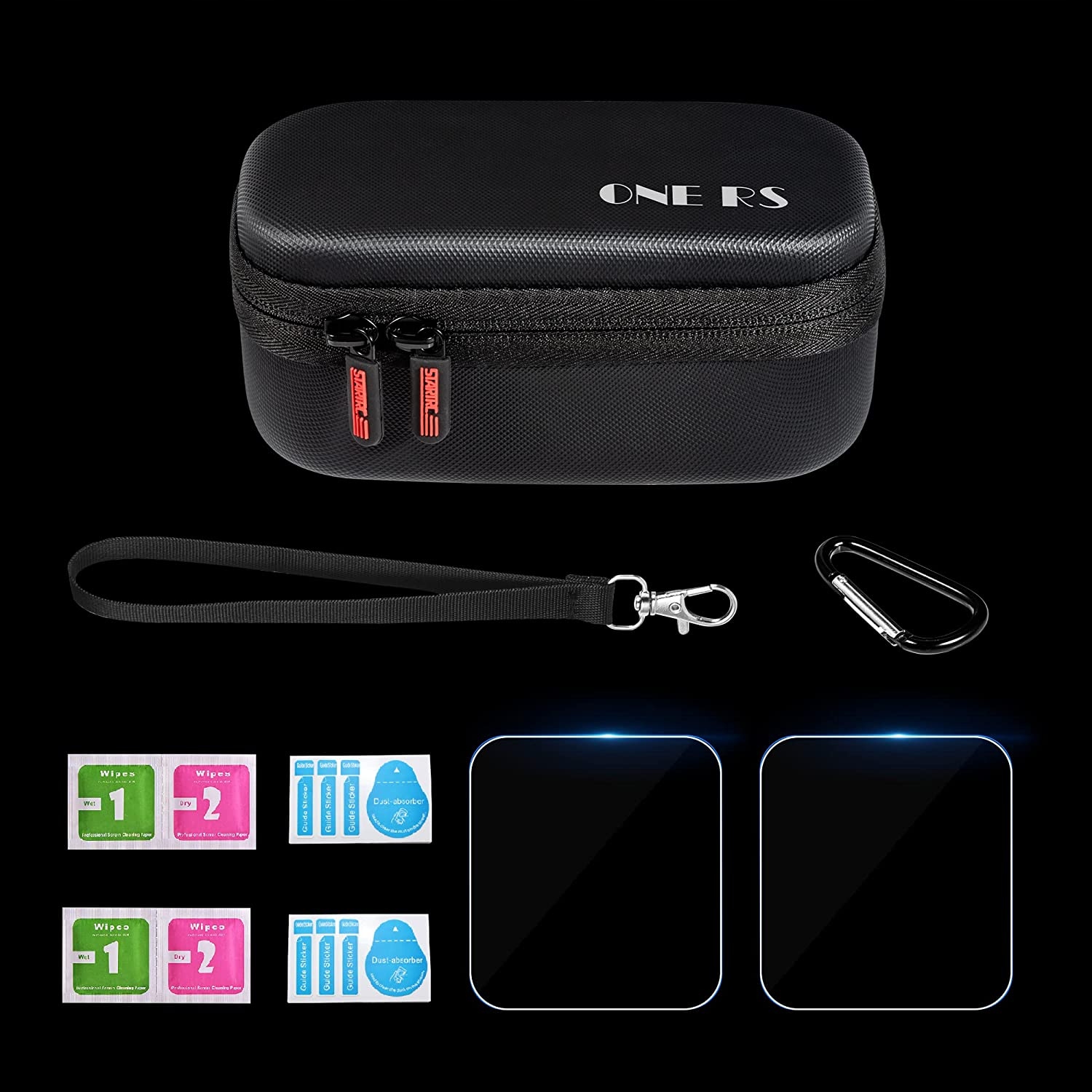 FUTERAŁ + SZKŁO HARTOWANE DLA INSTA360 ONE RS Kolor dominujący czarny