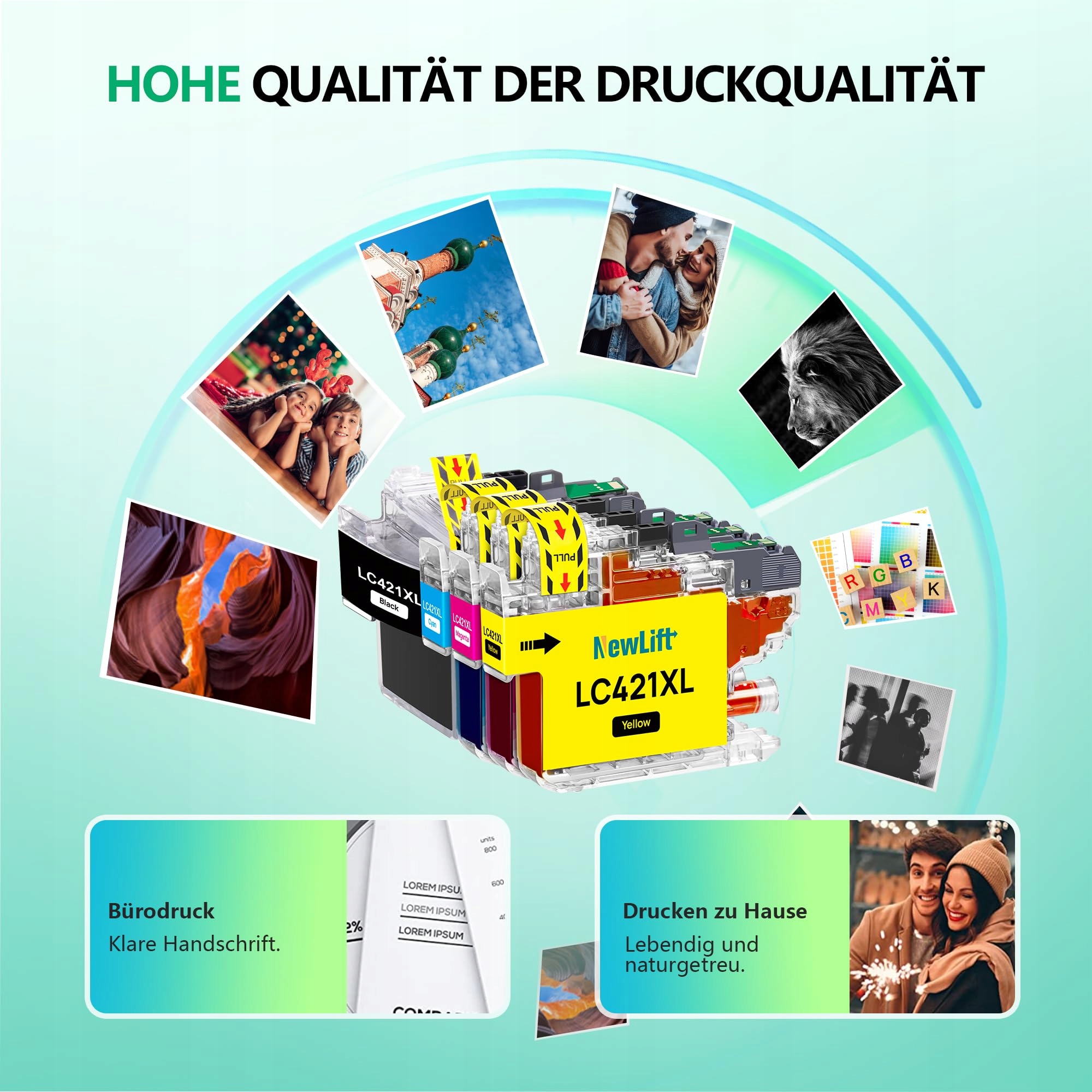 NEWLIFT LC421XL Tusze Do Brother DCP-J1050DW 4 Kolory — miniatura 4