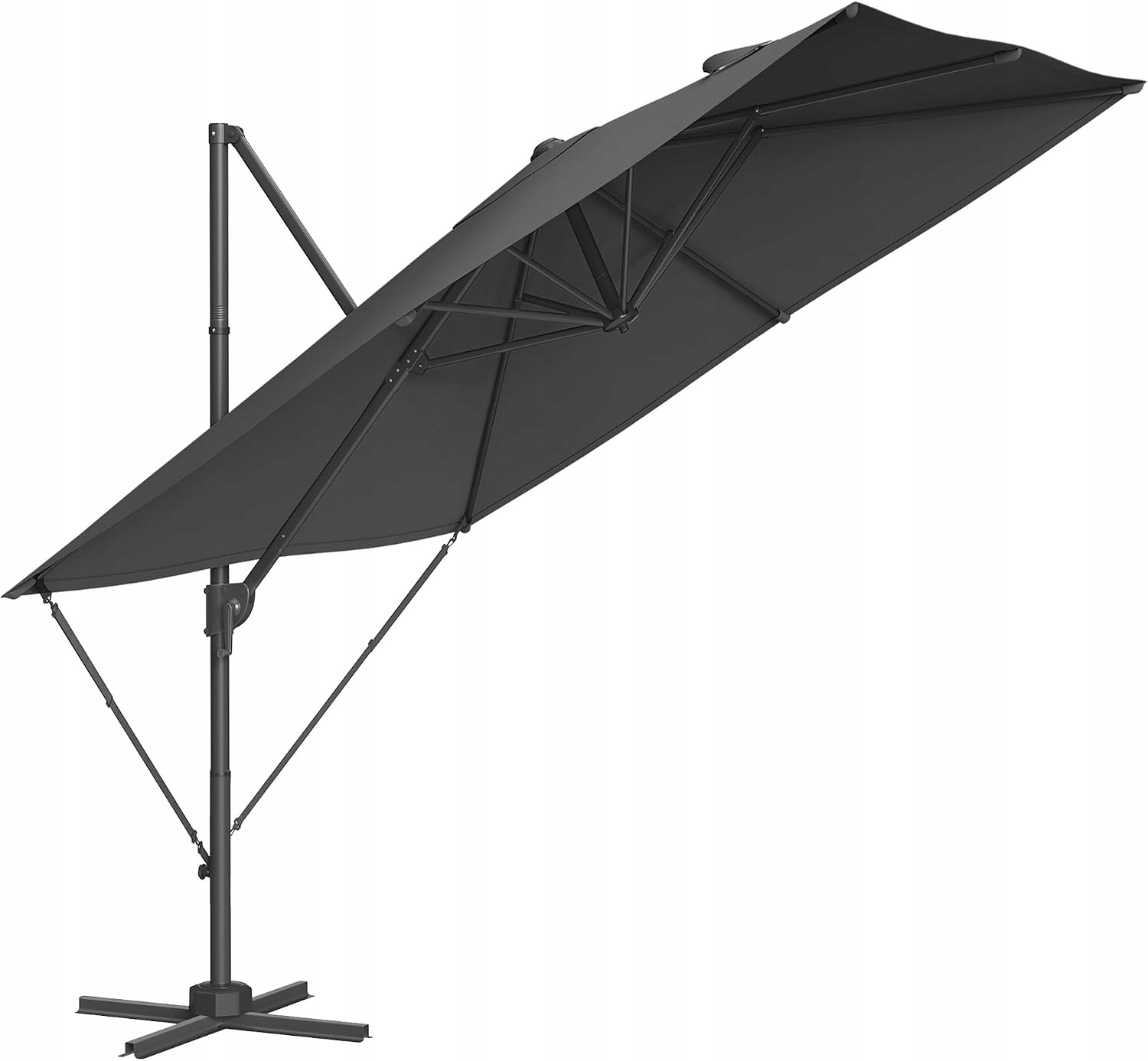 Parasol z wysięgnikiem Songmics składany obrotowy 270x270x240 cm szary