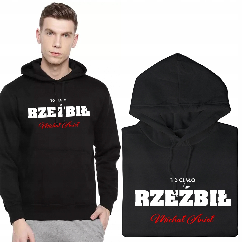 Pánská Mikina S Kapucí Grafika Černá MIX Vzorů M