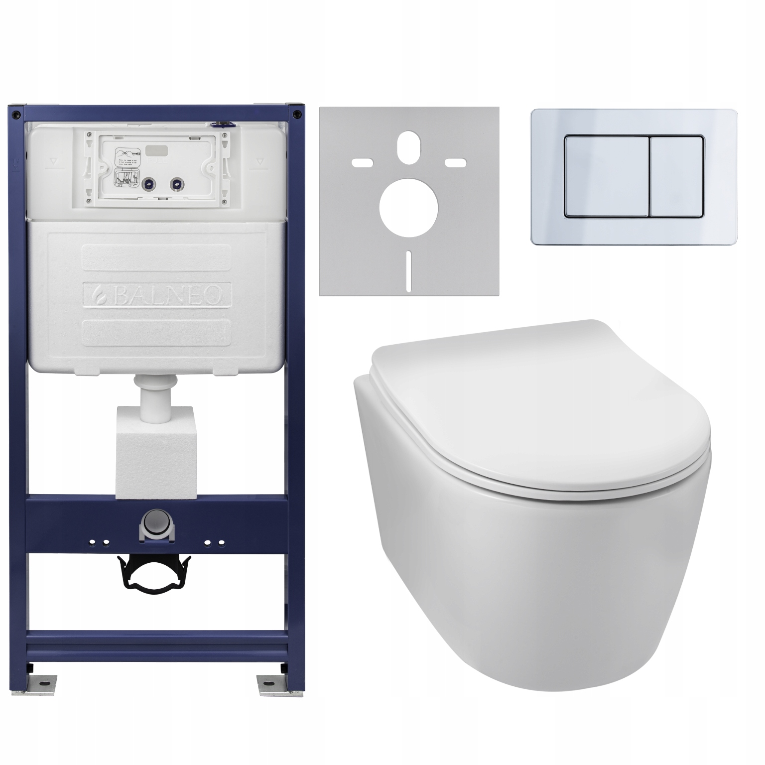 7w1 ZESTAW PODTYNKOWY WC BALNEO STELAŻ WC PRZYCISK TOALETA WISZĄCA ZESTAW