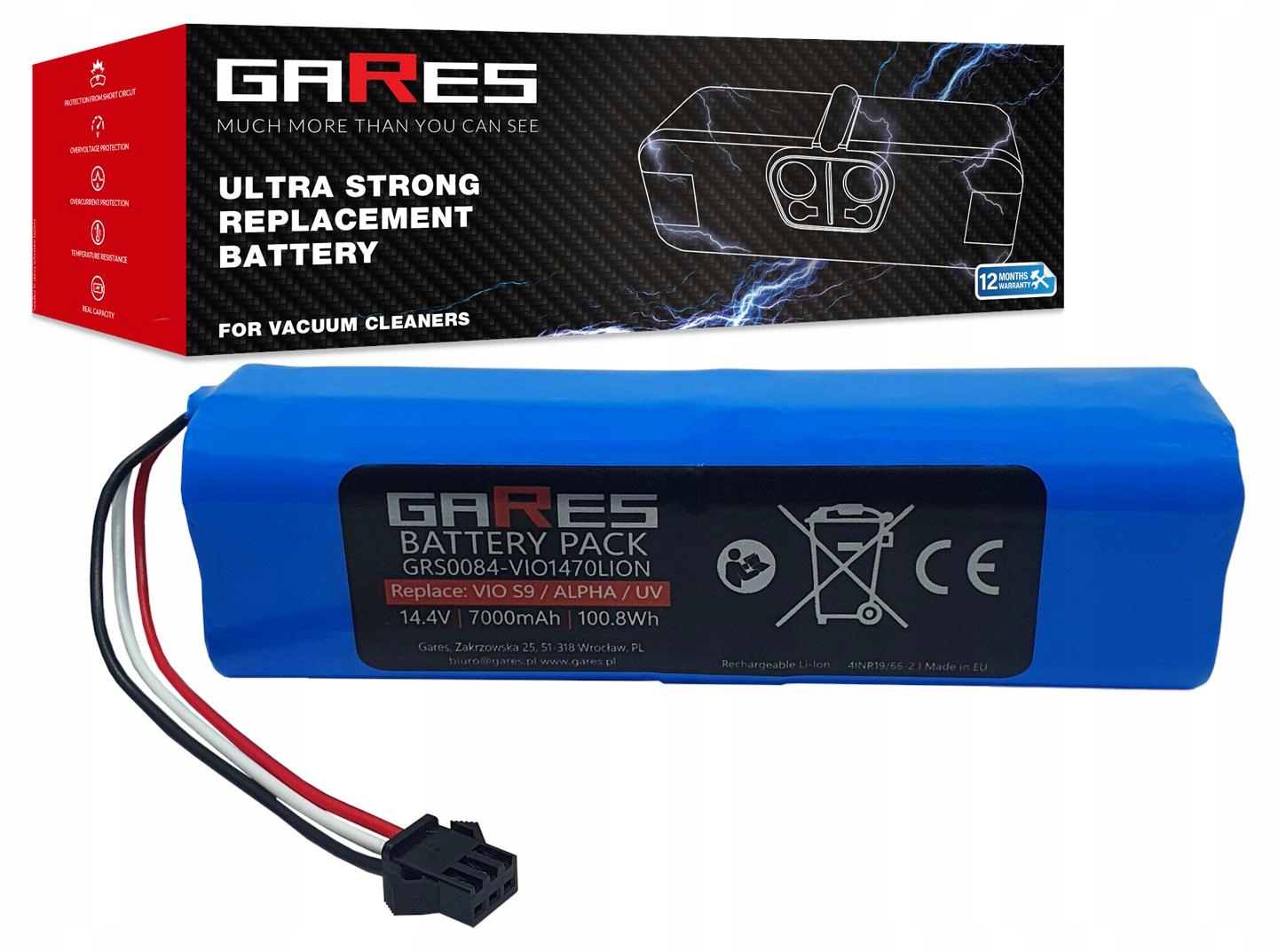 Akumulátor Gares pro Cobbo Pro 27 Pro 27+ Pro 27 Uv 14,4V 7,0Ah