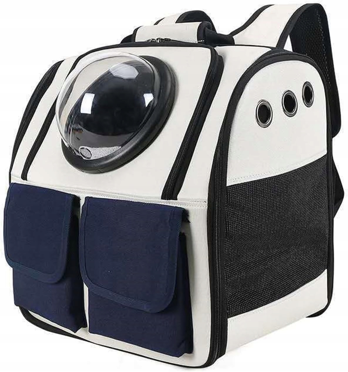 Levně Přepravka pro kočky, batoh s ventilací 37 cm x 25 cm x 38 cm, bílá