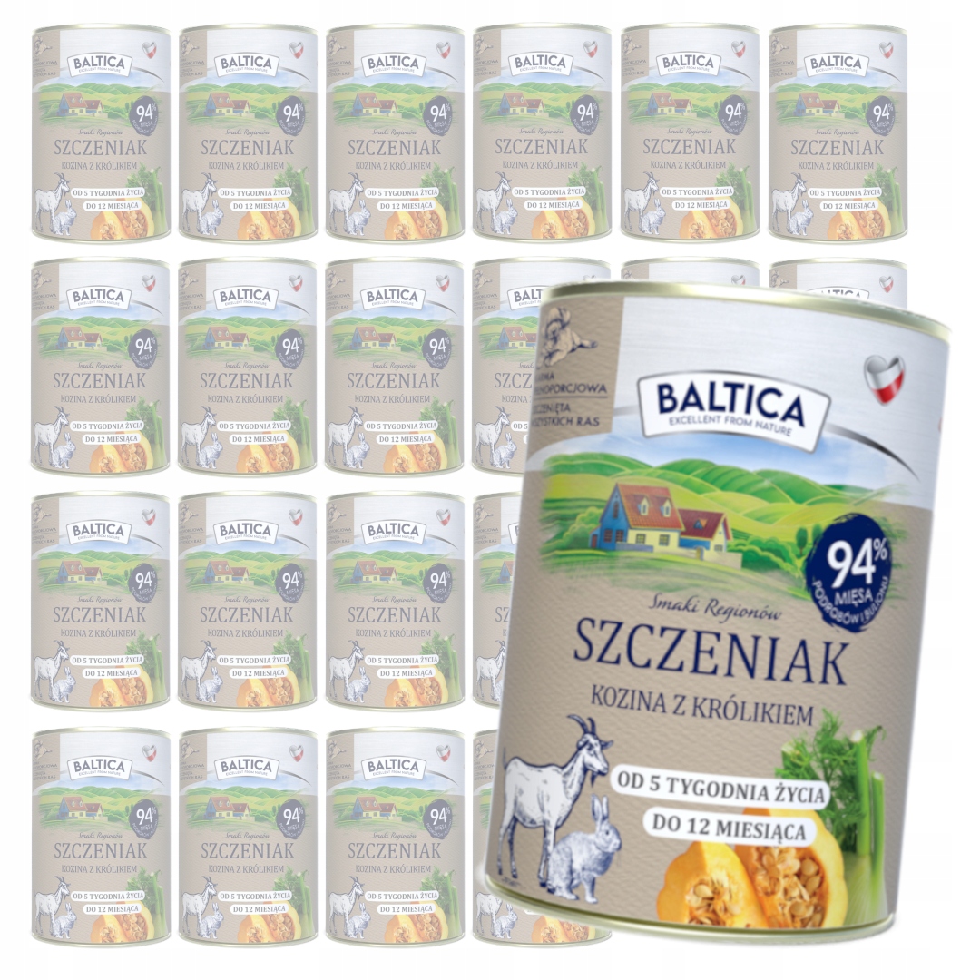 Levně Baltica Kozina s králíkem 24x400g Bezobilné Vlhké Krmivo pro štěňata