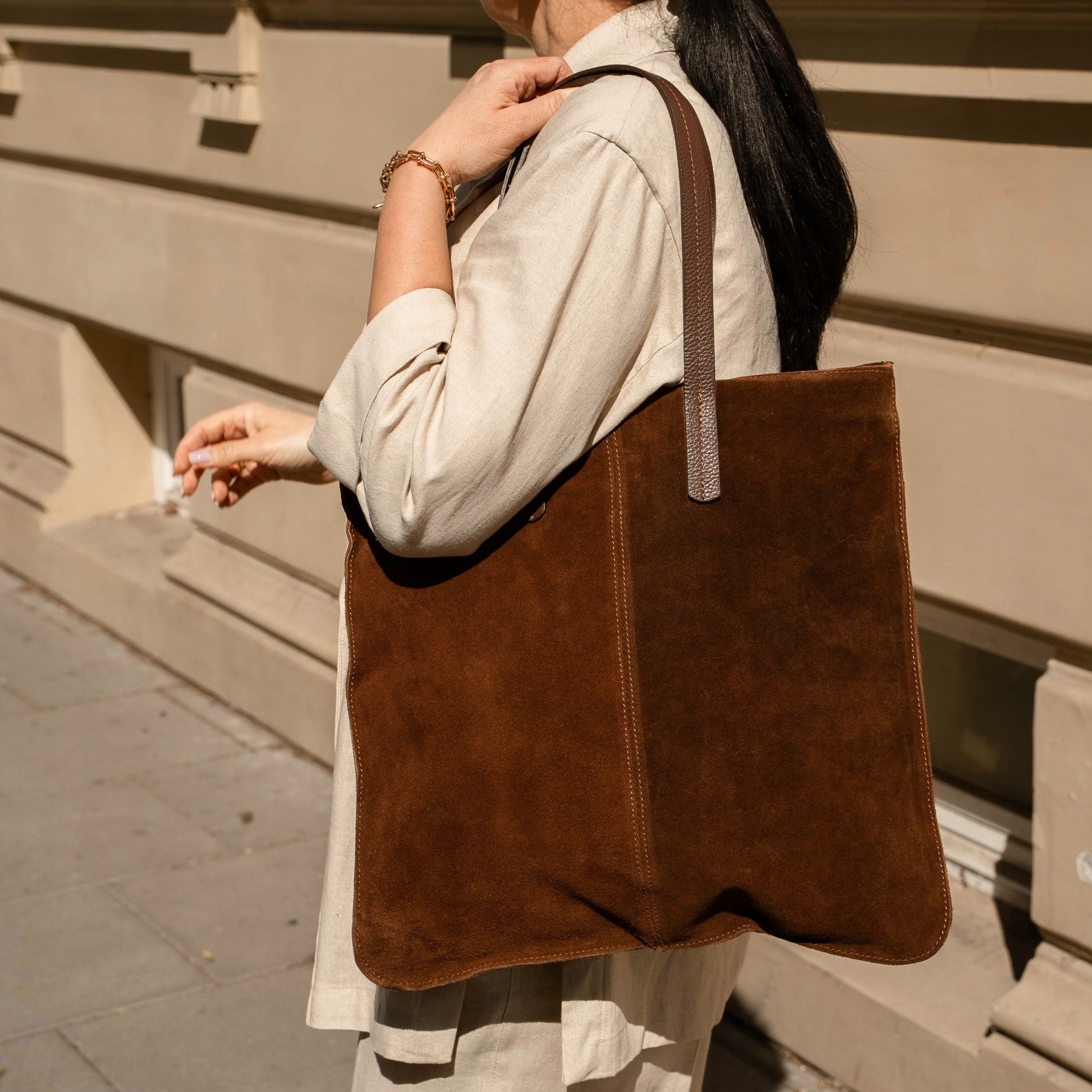 Dámská shopper semišová kabelka Bona-M Čokoládová