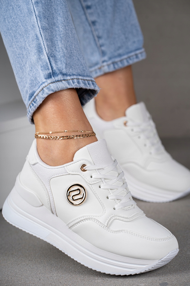 Białe sneakersy buty sportowe damskie na platformie 40