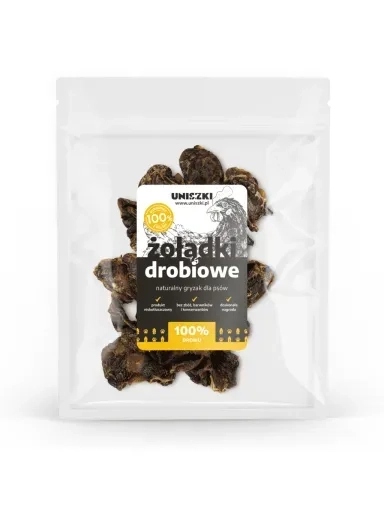 5 x Uniszki Pochoutky pro psa Žaludky Drůbeží kousátka 150 g