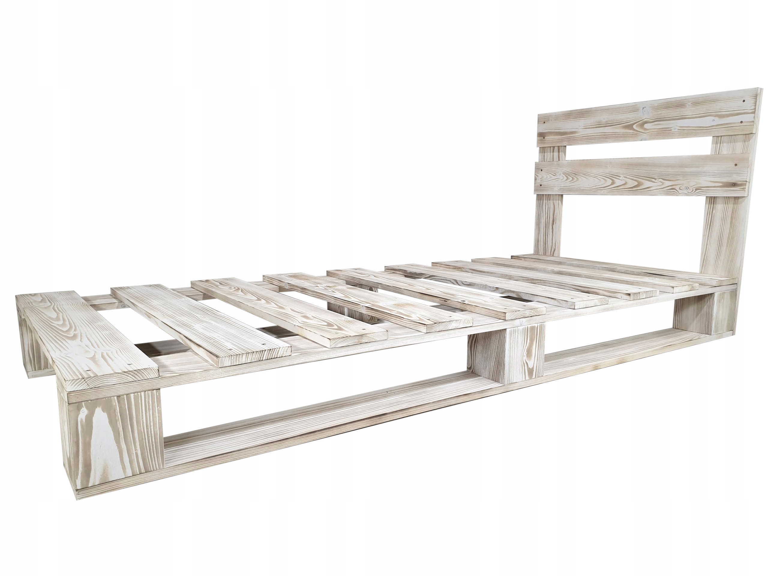 Łóżka z palet 100/200 białe-rustykalne zagłówek (M1_100x200_OP_V)