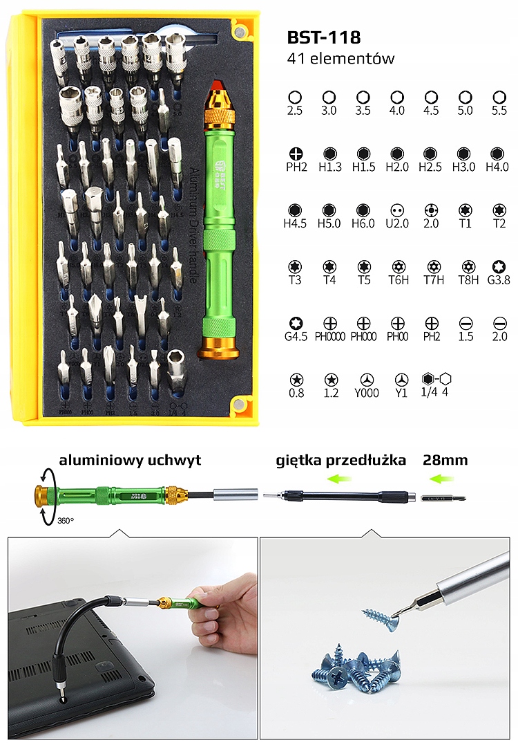SERWISOWY ZESTAW DO NAPRAW TELEFONOW BEST BST 118 Number of Elements sets