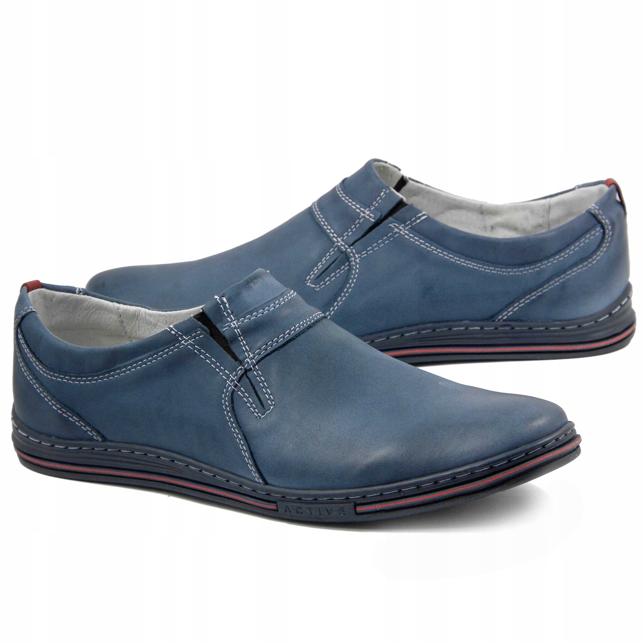 Pohodlné a měkké boty z přírodní polské kůže Polbut 362 modré 38