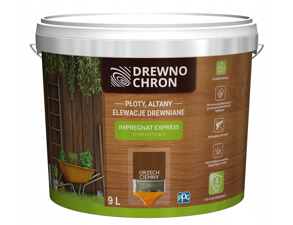 Drewnochron Impregnat do drewna Express szybkoschnący 9l Orzech ciemny