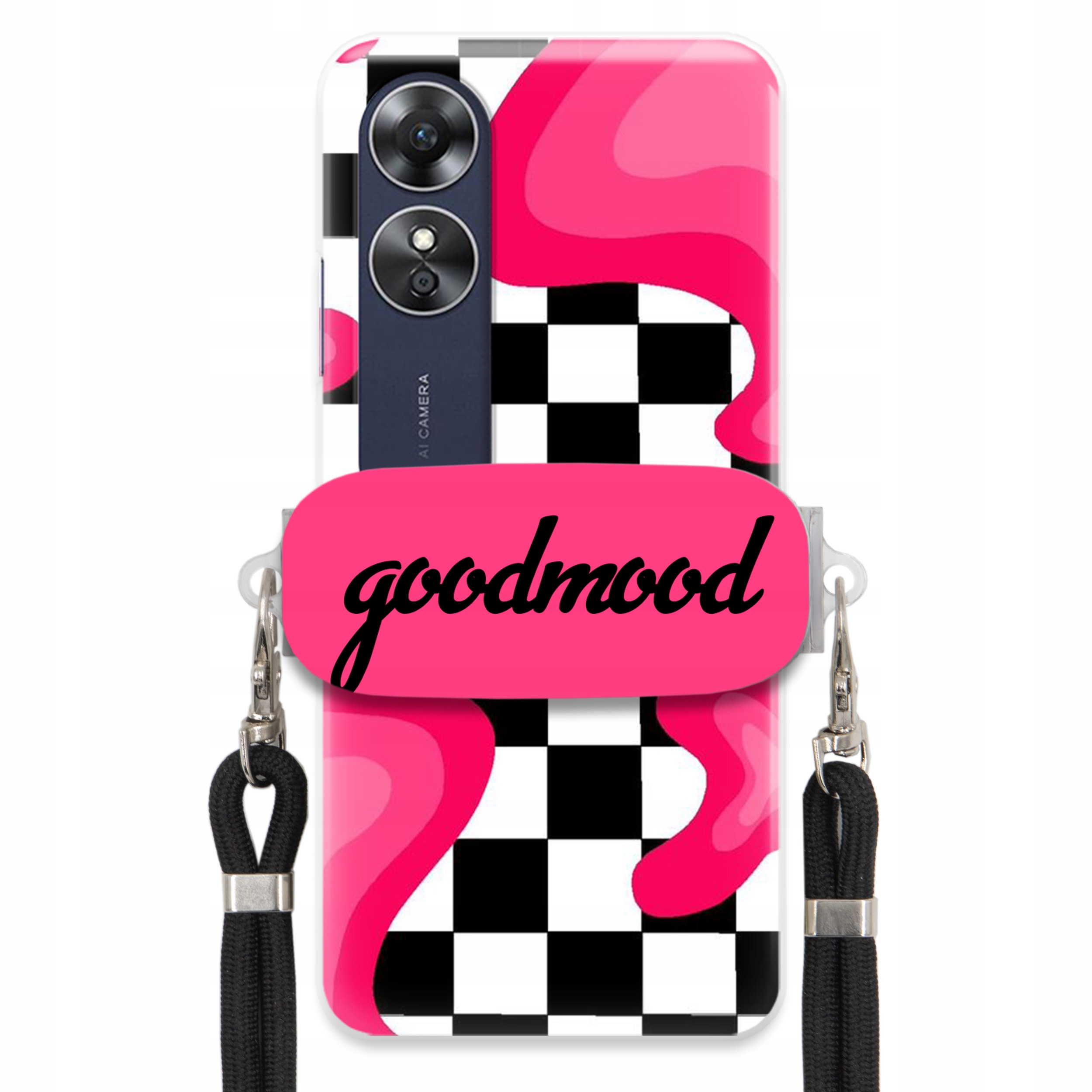 Puzdro Na Oppo A17 Sada Case Držiak Na Vodítko Čierna Pre Teenagerov Splash