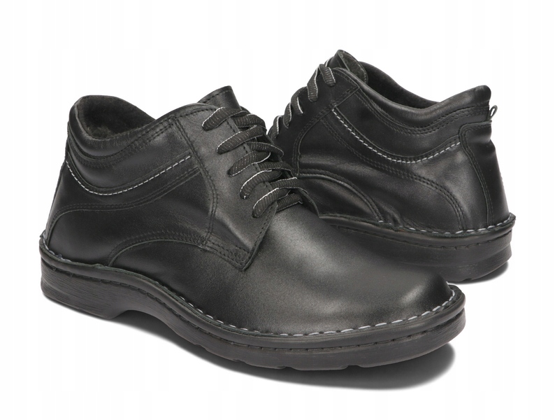 TRZEWIKI PÓŁBUTY MĘSKIE SKÓRA 254 CZARNY 39 Kolekcja JESIEŃ ZIMA