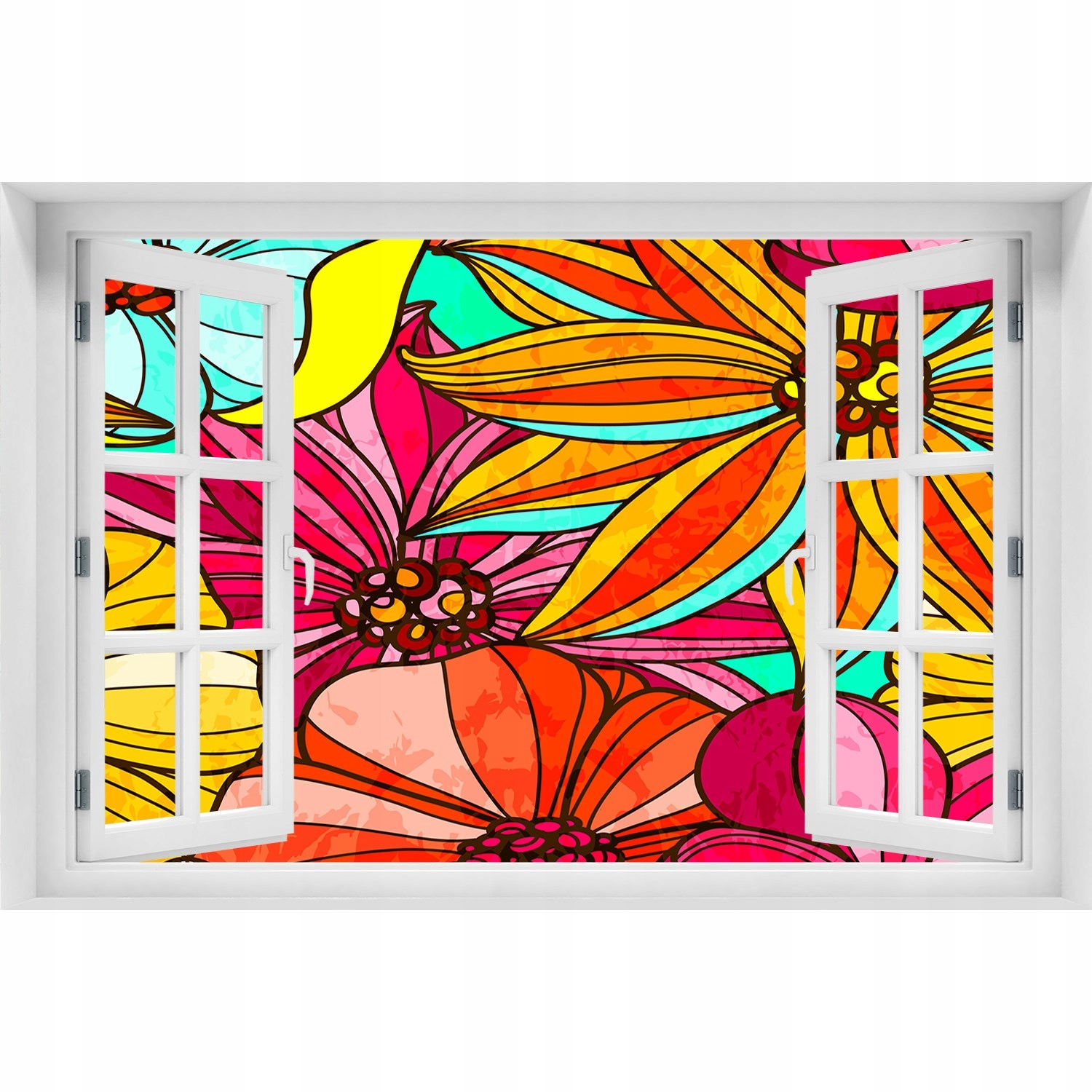 

3D Okno Naklejka ścienna Kwiecisty wzór 120x80