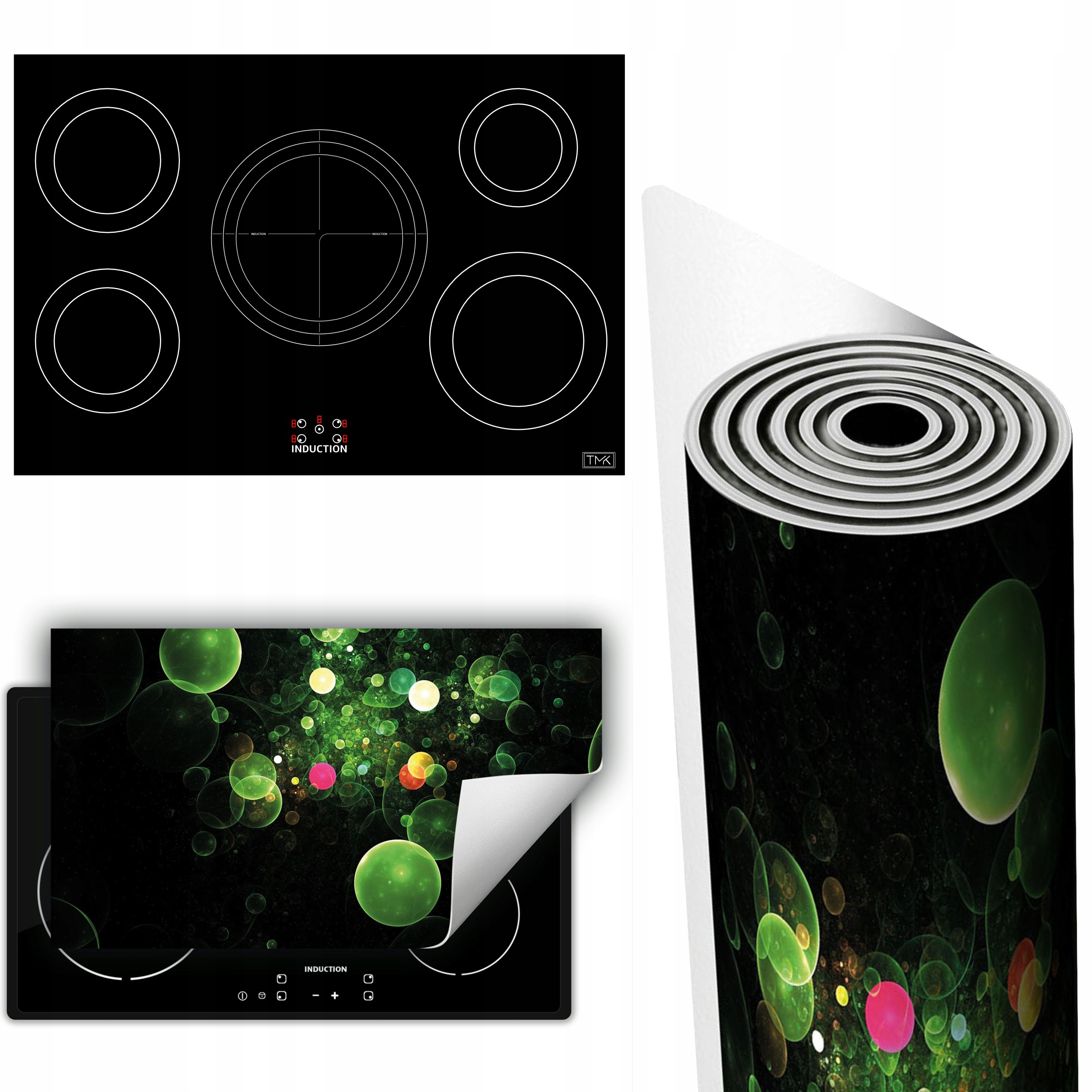 Vinylová Podložka Na Ochranu Sporáku 90x52 zelená bublinky