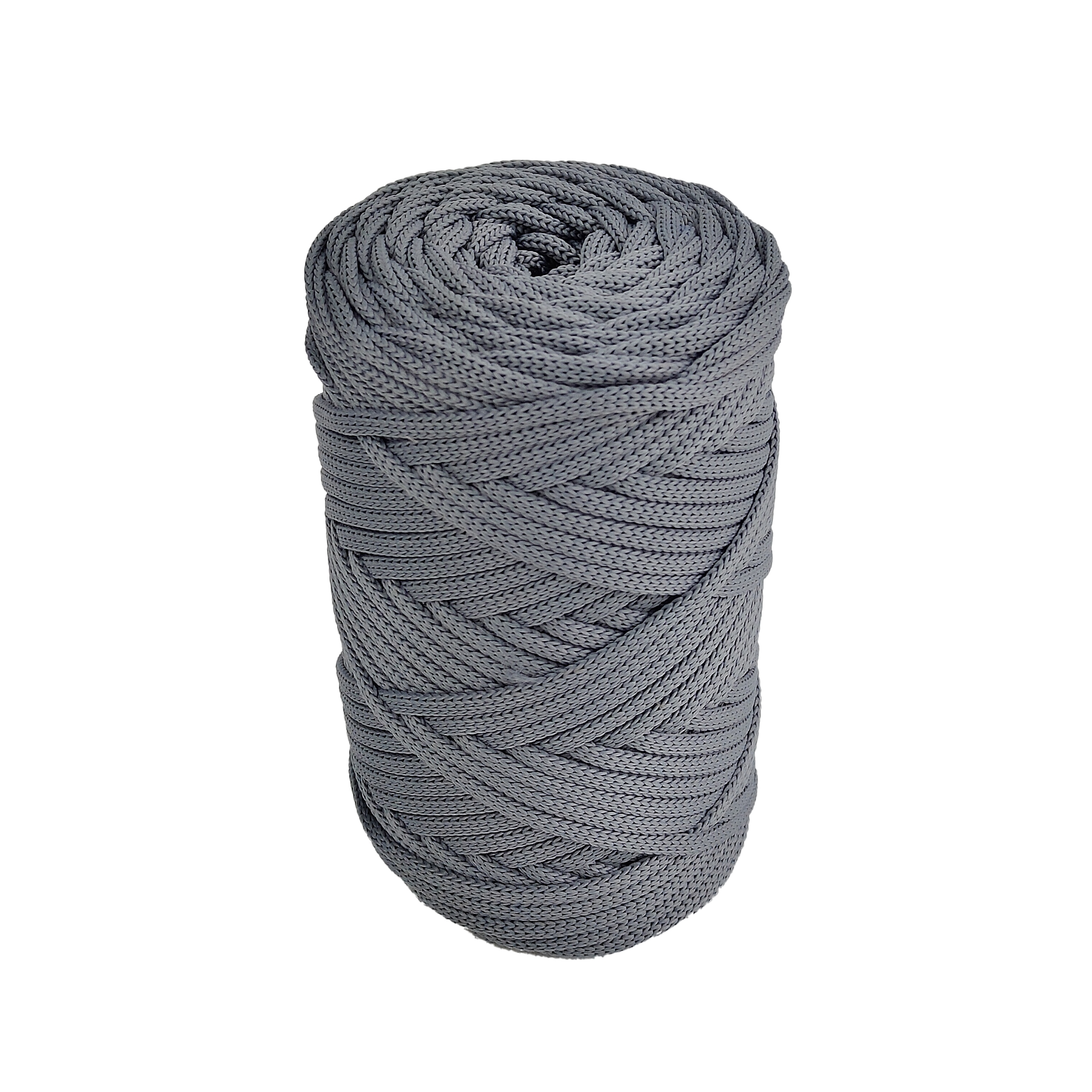 Polyesterová šňůra 5 mm šedo-modrá 100 m, pletená, plochá, pro značku