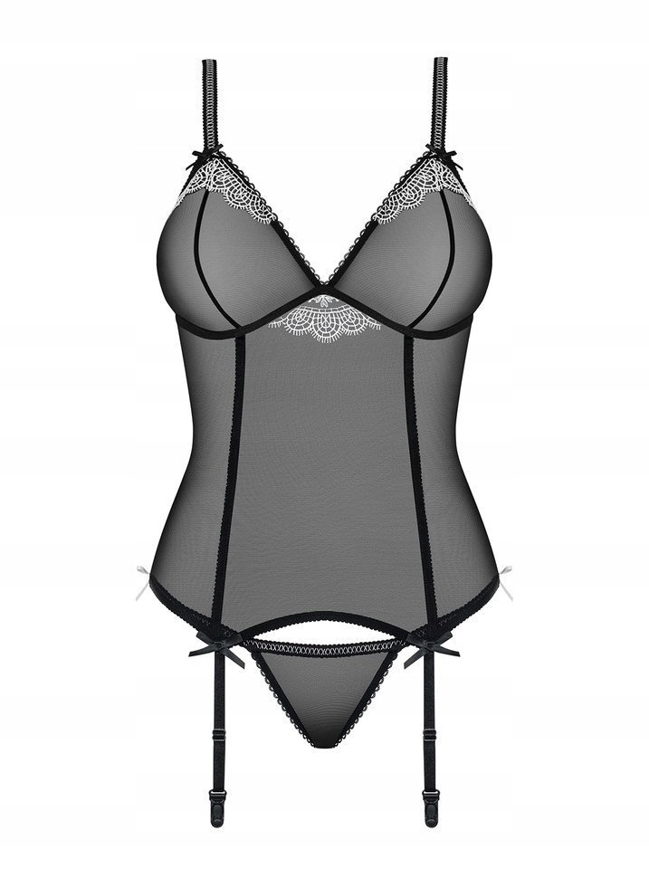 Černý sexy korzet a kalhotky – Obsessive 840-COR-1 L/XL