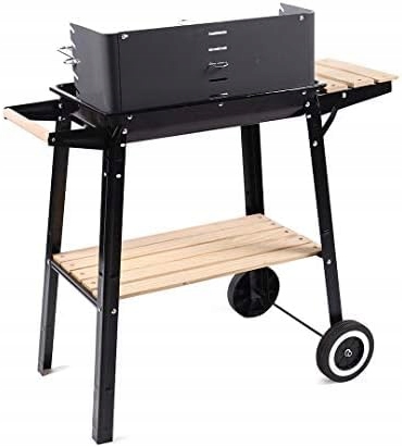 GRILL OGRODOWY WĘGLOWY Z OSŁONĄ PÓŁKAMI I KÓŁKAMI CZARNY EAN (GTIN) 5903089067153