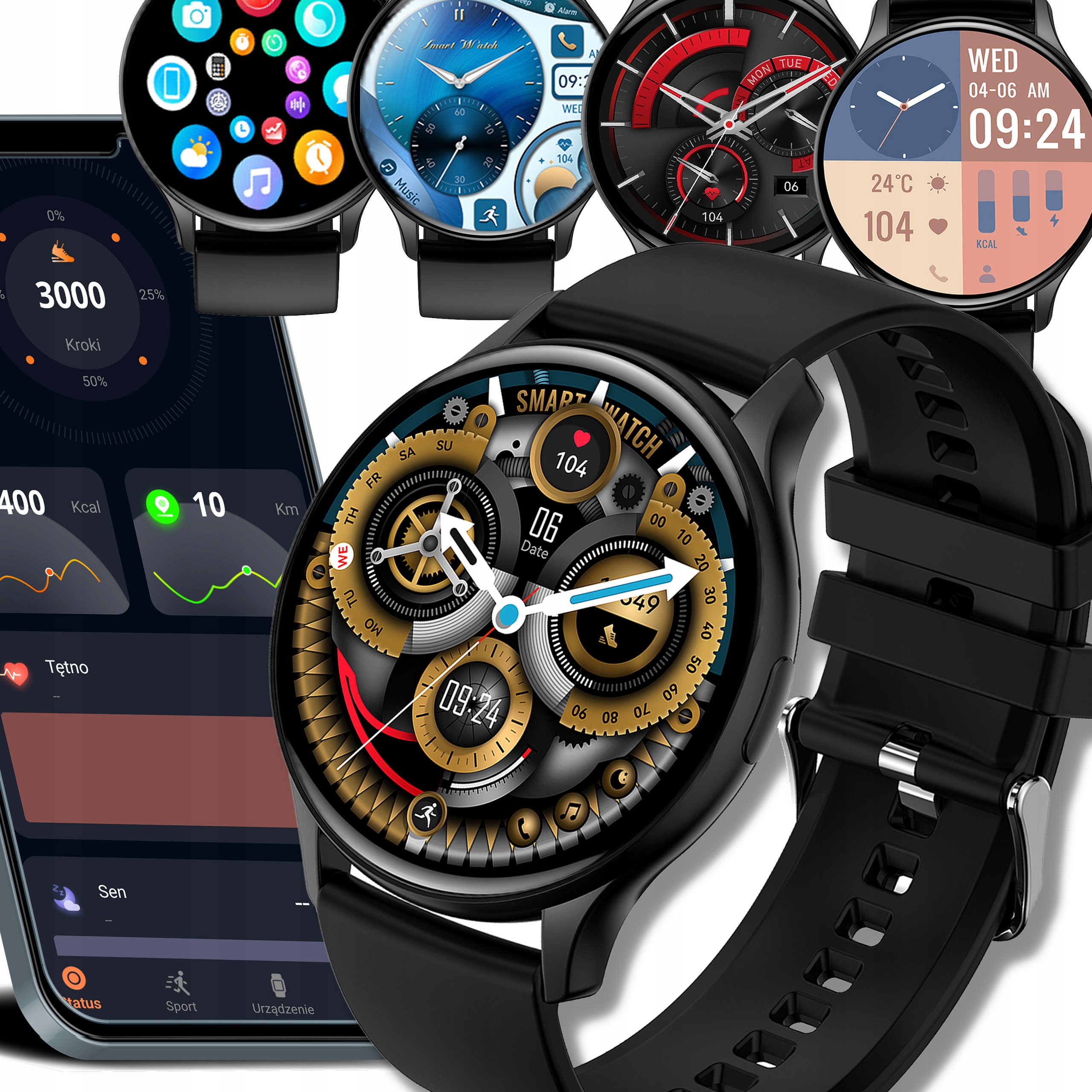 Smartwatch Męski Wodoodporny Polskie Menu Rozmowy Wyświetlacz Amoled