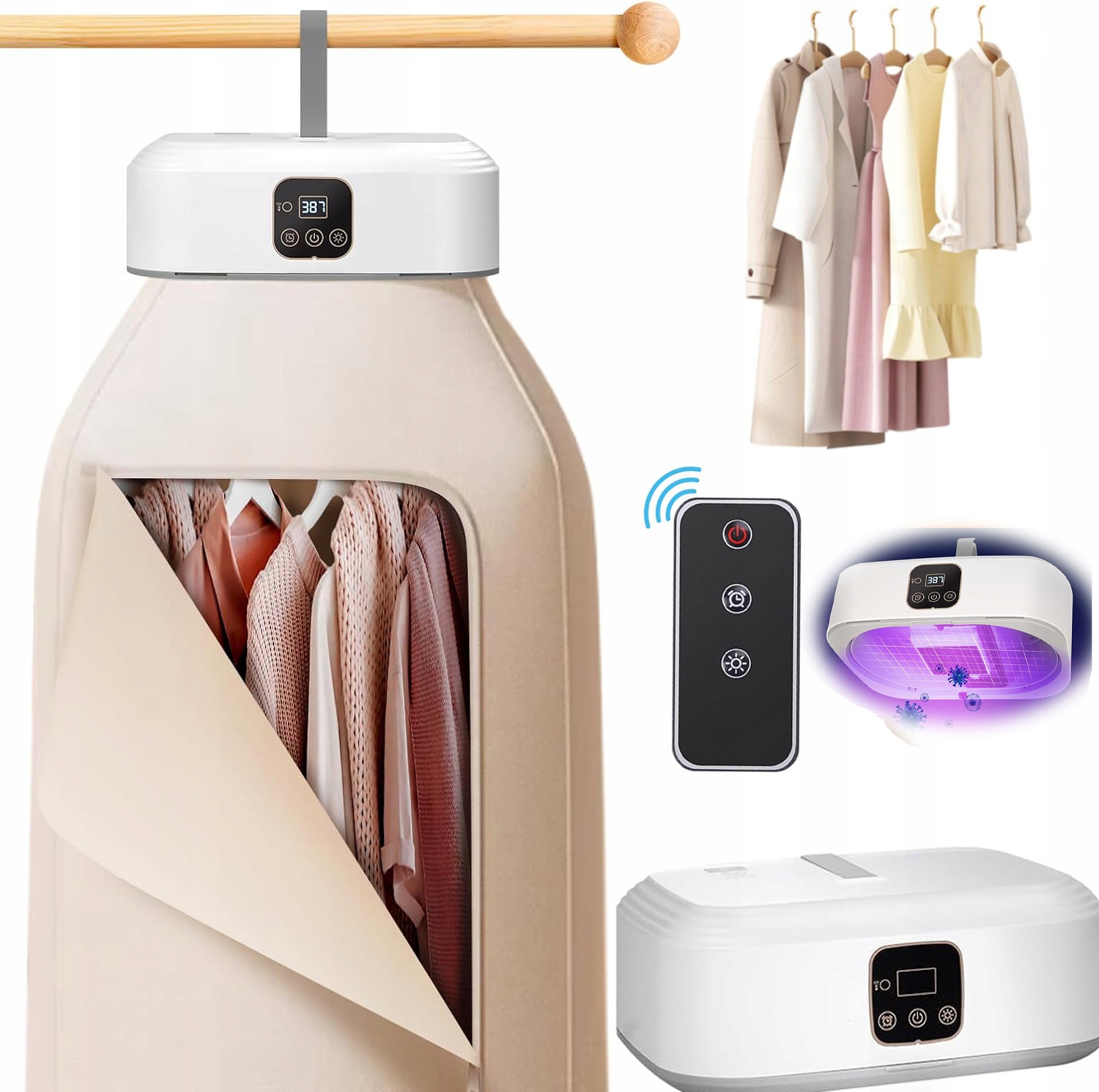 Levně Elektrická Sušák Na Prádlo Rychleschnoucí 360° Časovač Háček Pilot 2 Režimy