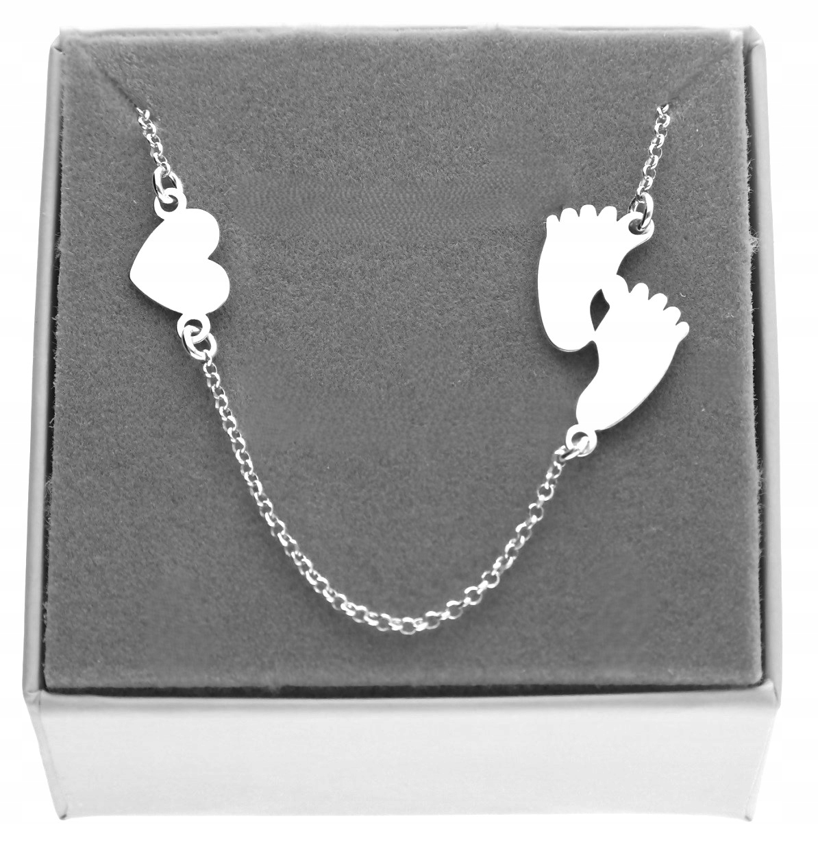 Stříbrný náhrdelník Nohy Srdce Gravírování Stříbro 60 cm