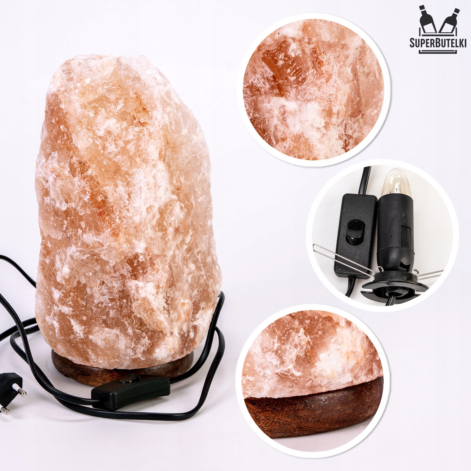 LAMPA SOLNA 5-7 KG JONIZATOR SÓL HIMALAJSKA NOCNA DO BIURA WYSTRÓJ ŚWIATŁO Długość/wysokość 30 cm