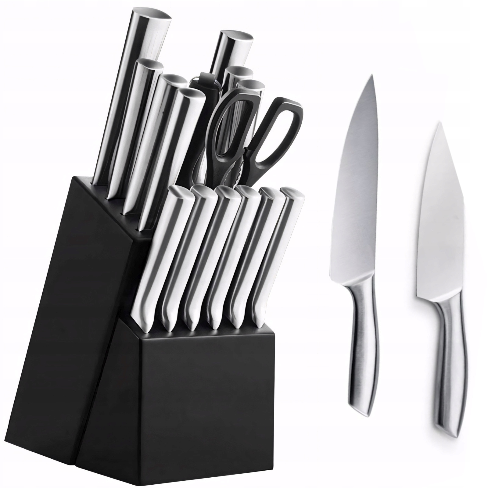 Sada ocelových kuchyňských nožů v bloku – 16 ks