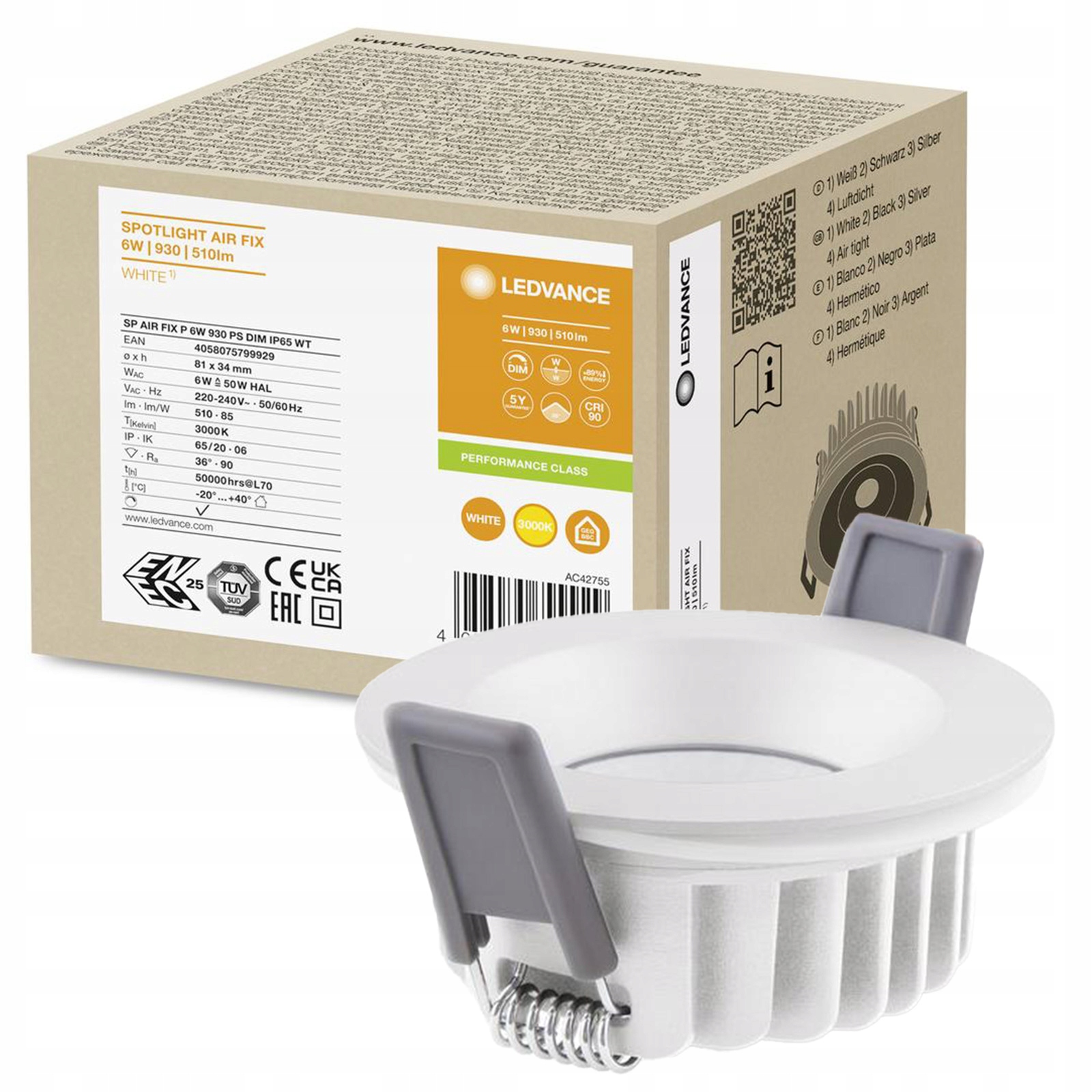 Podomítkové Led stropní bodové svítidlo 6W 510lm Cct Kulaté Stropní Svítidlo Spot