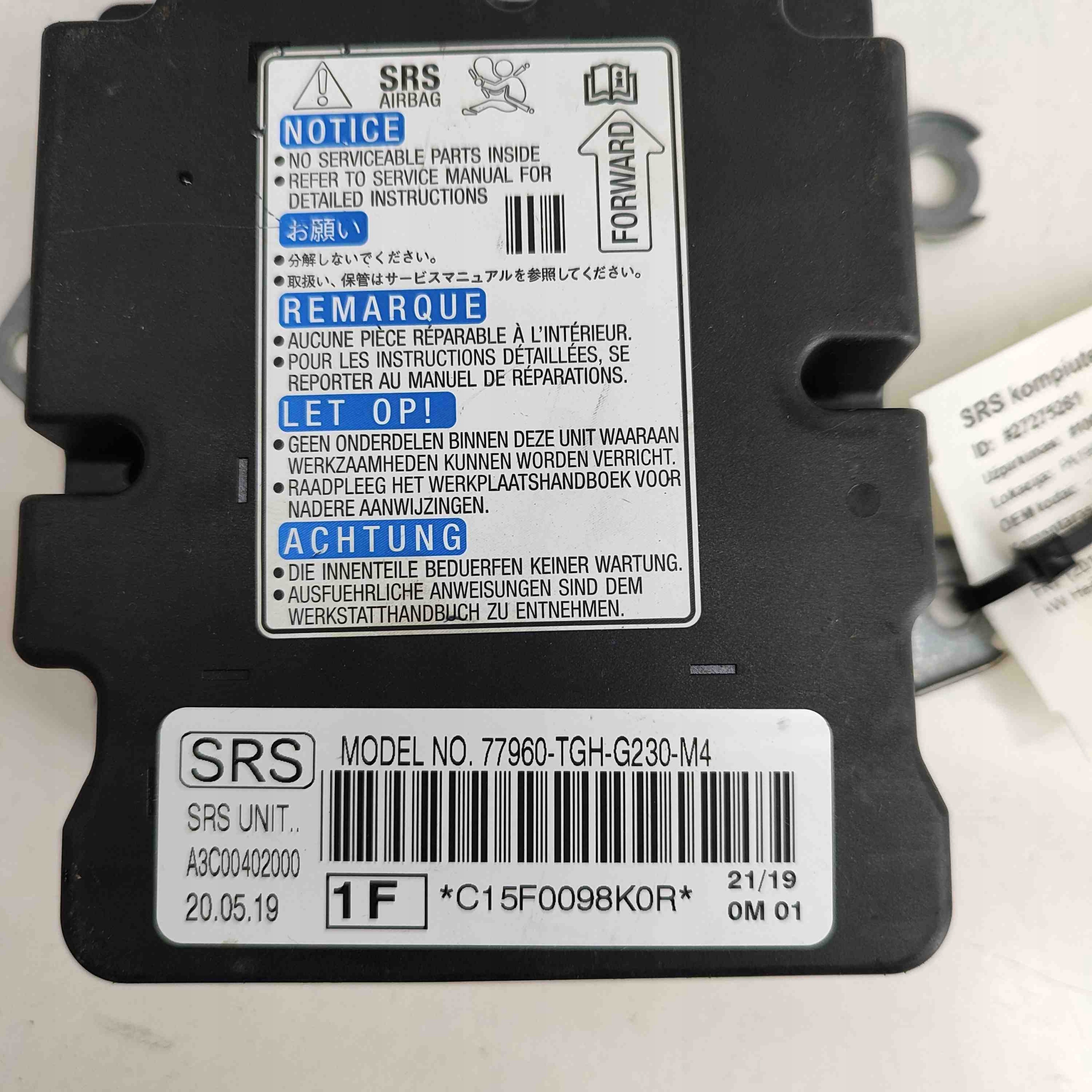 Honda Civic X 2018 БЛОК УПРАВЛЕНИЯ airbag