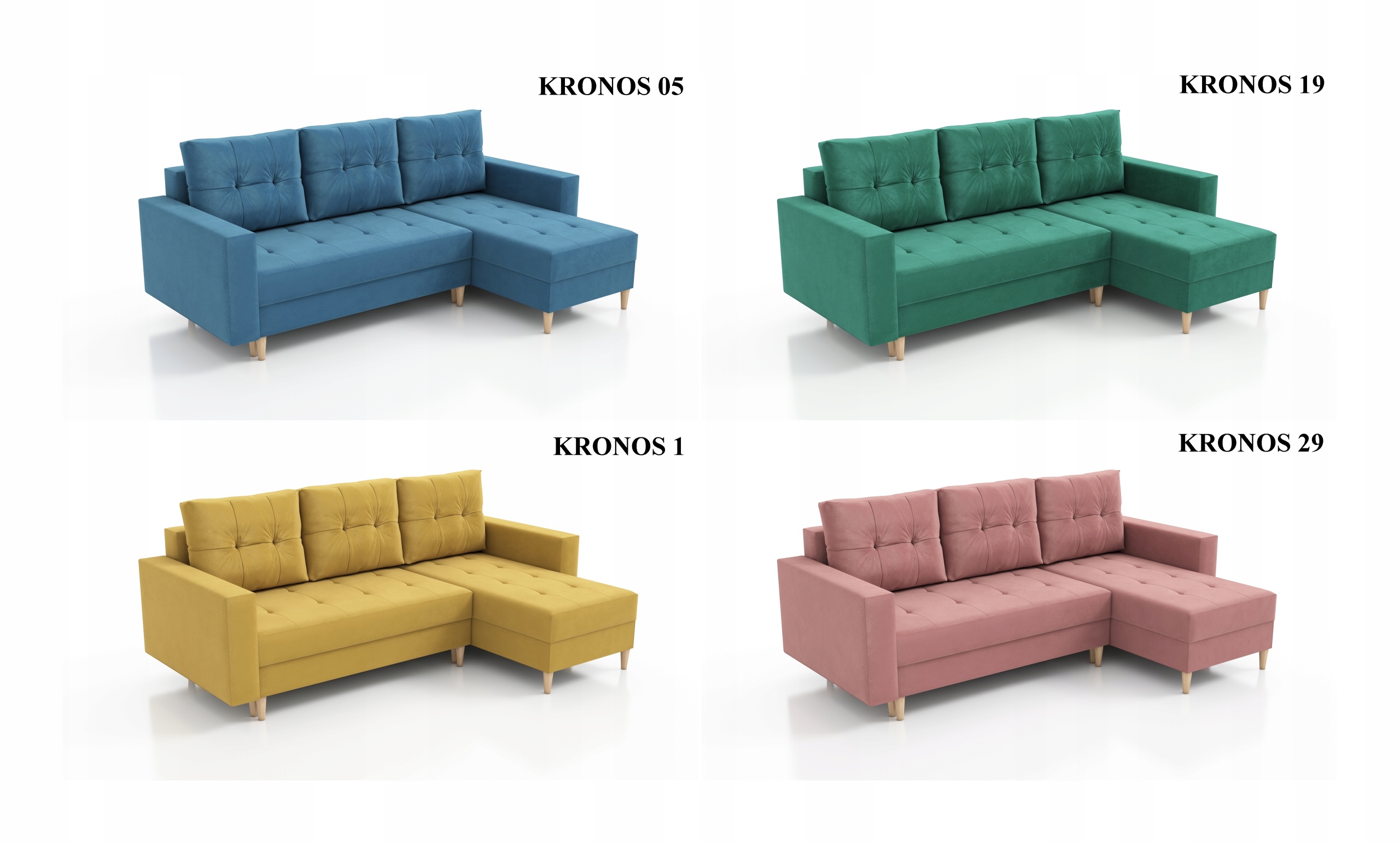 Zestaw SCANDI (narożnik, fotel + 2 pufy), kolory Wielkość większa