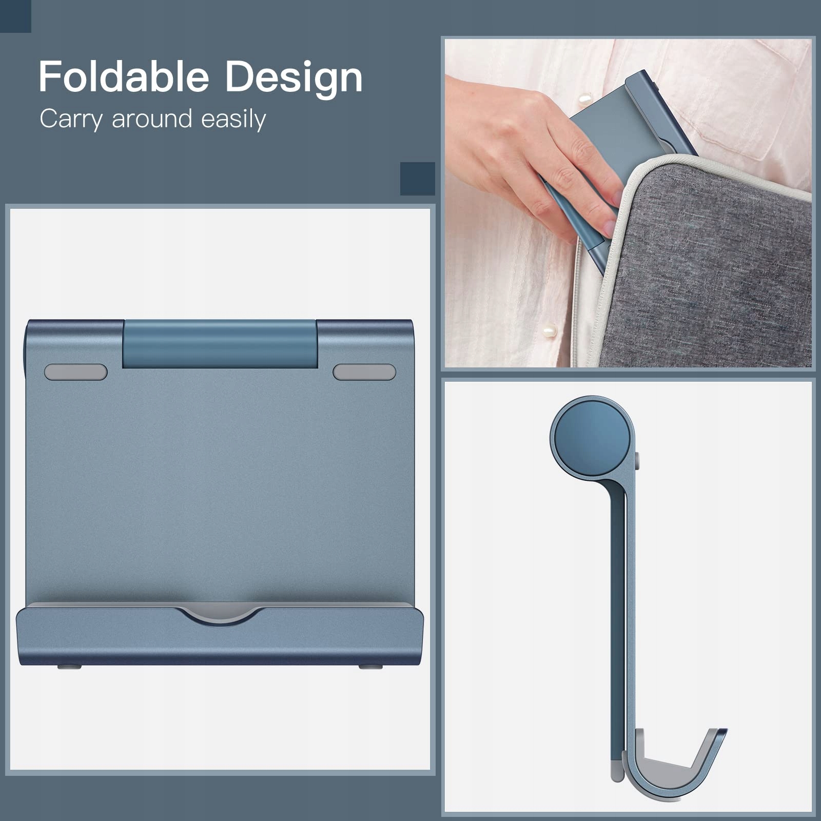 JETech Regulowany Stojak Na Tablet iPad Galaxy Tab Telefony Szary — miniatura 6