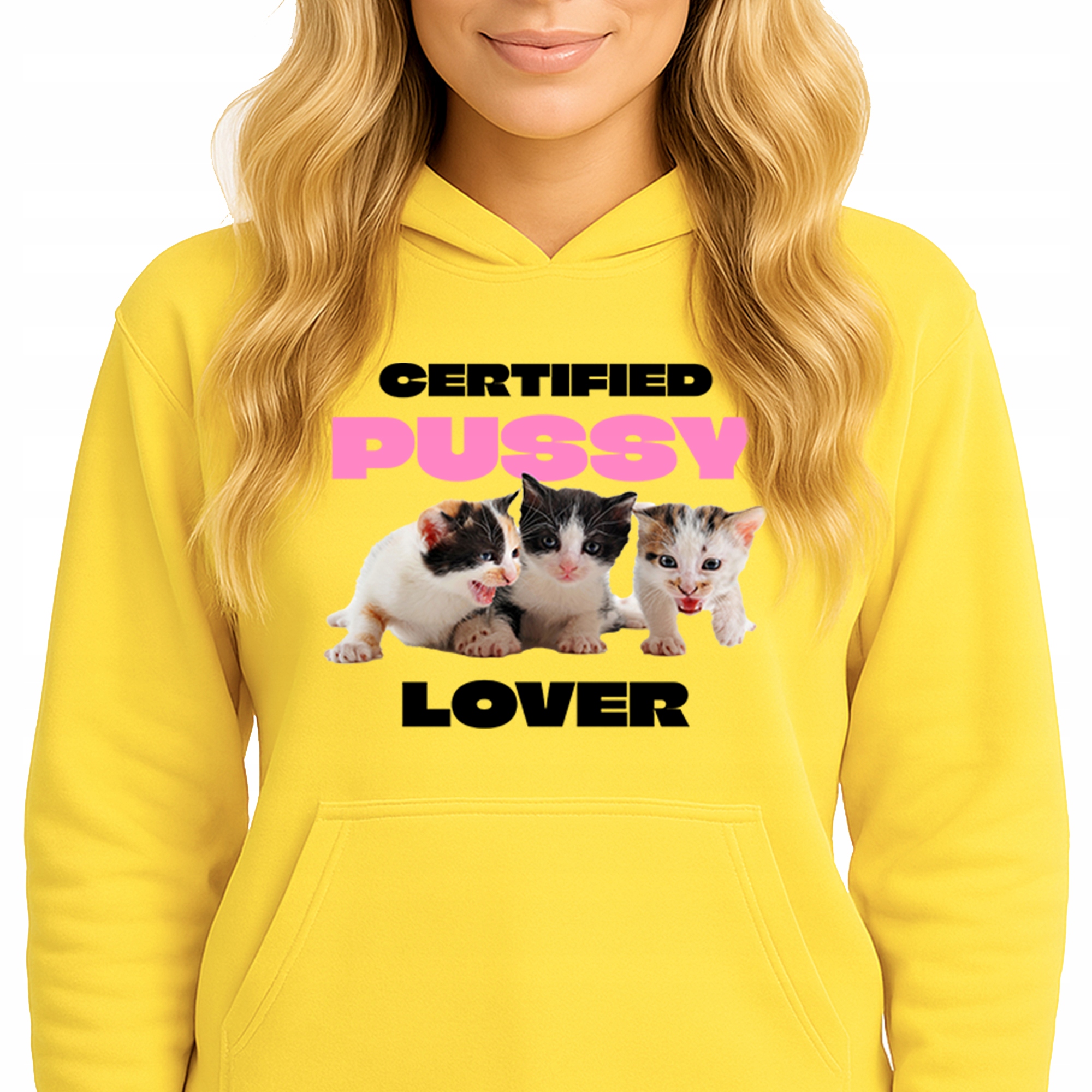 Mikina S Kapucí Žlutá bavlněná mikina Módní Youth Lover Velikost S