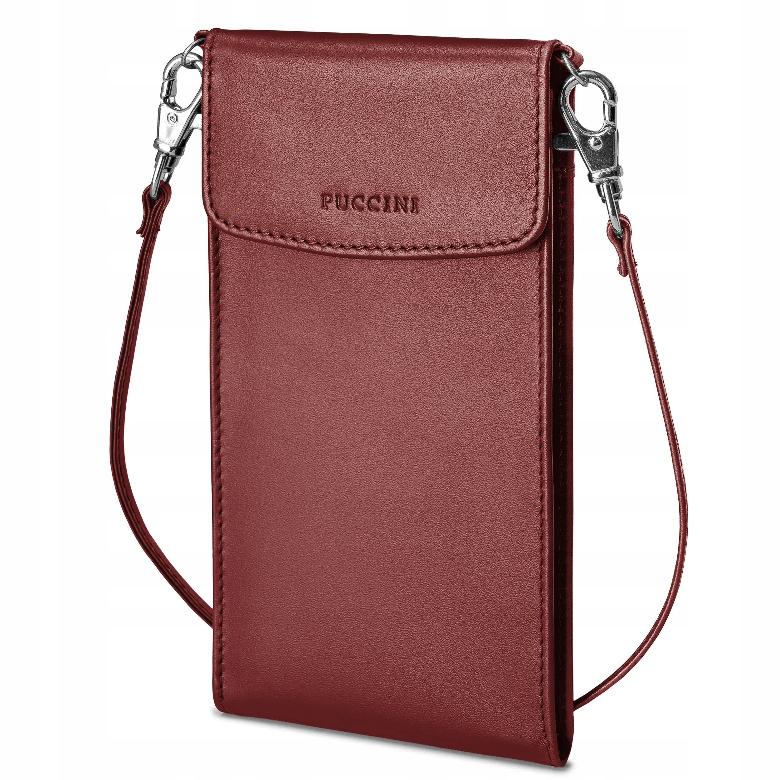 Dámská kožená kabelka na telefon Crossbody Bordó Puccini VC92525-3B