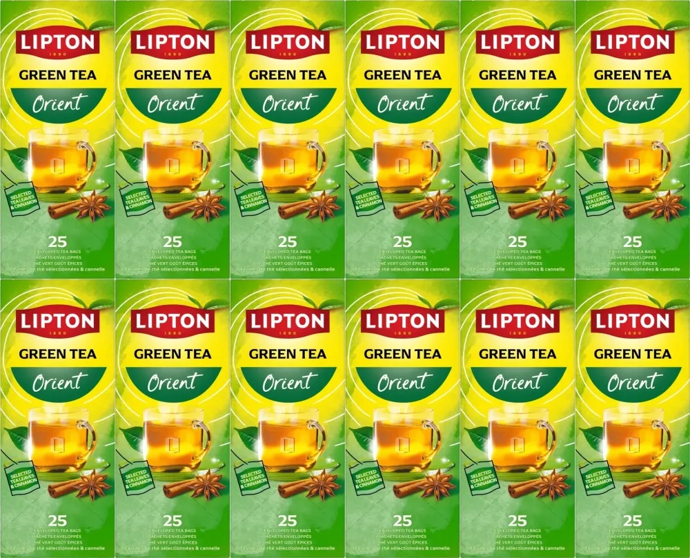 Herbata zielona w kopertach Lipton Classic Green Tea Orient 25szt x12
