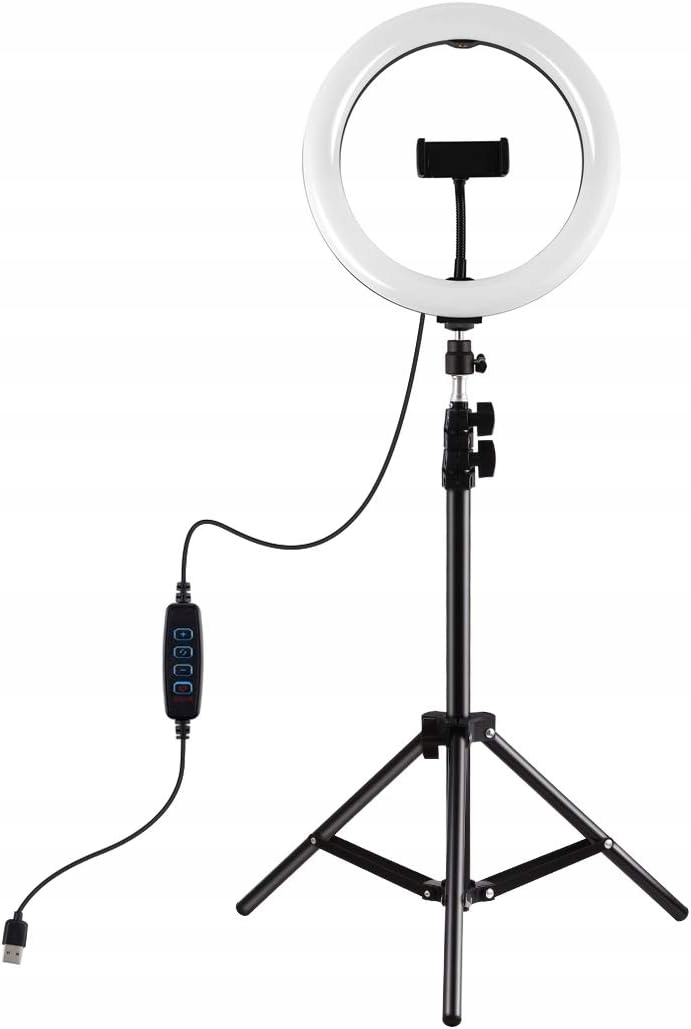 LAMPA PIERŚCIENIOWA LED 12'' STATYW RÓŻNE UCHWYTY PILOT