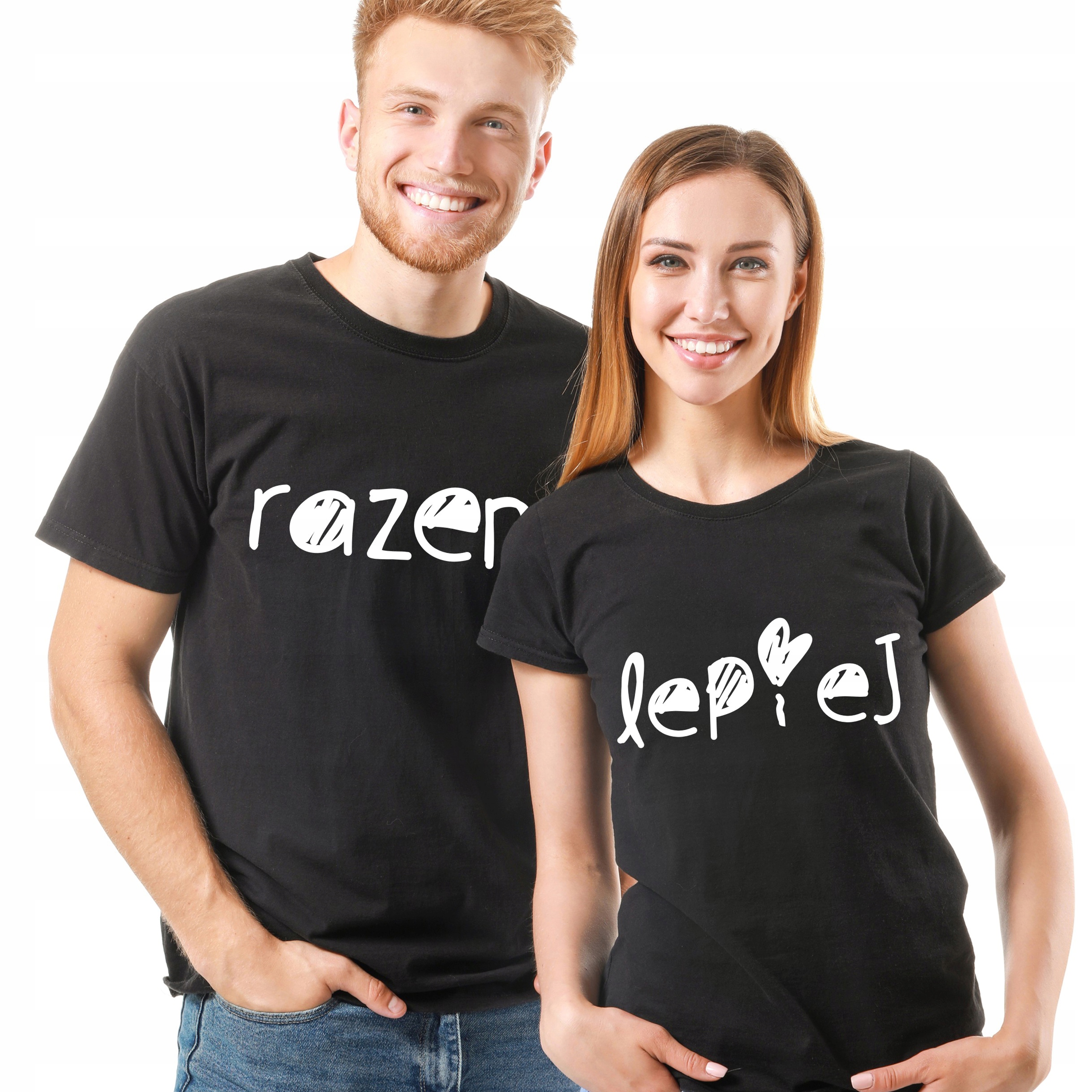 Koszulki dla zakochanej pary Razem Lepiej komplet Walentynki rocznicę ślub