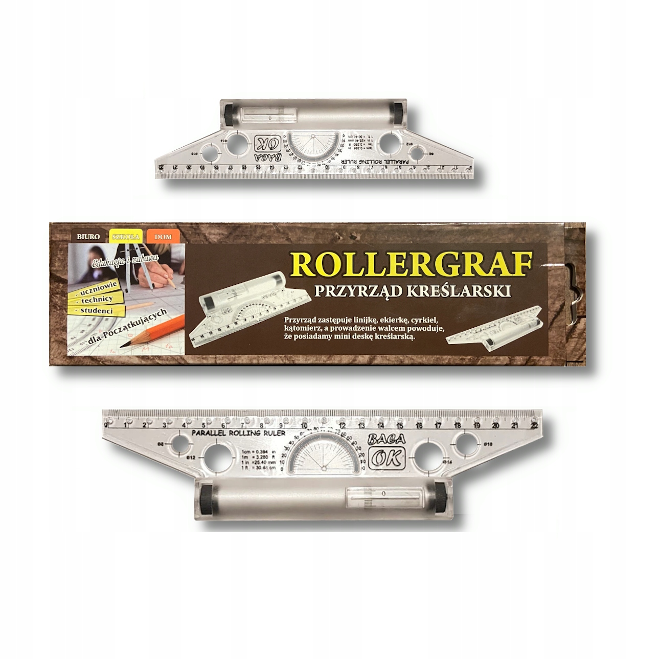 

Rollergraf linijka ruler komplet 15 cm i 22 cm