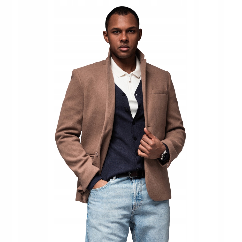 Sako ležérní s knoflíky světle hnědé V2 OM-BLZB-0118 XL